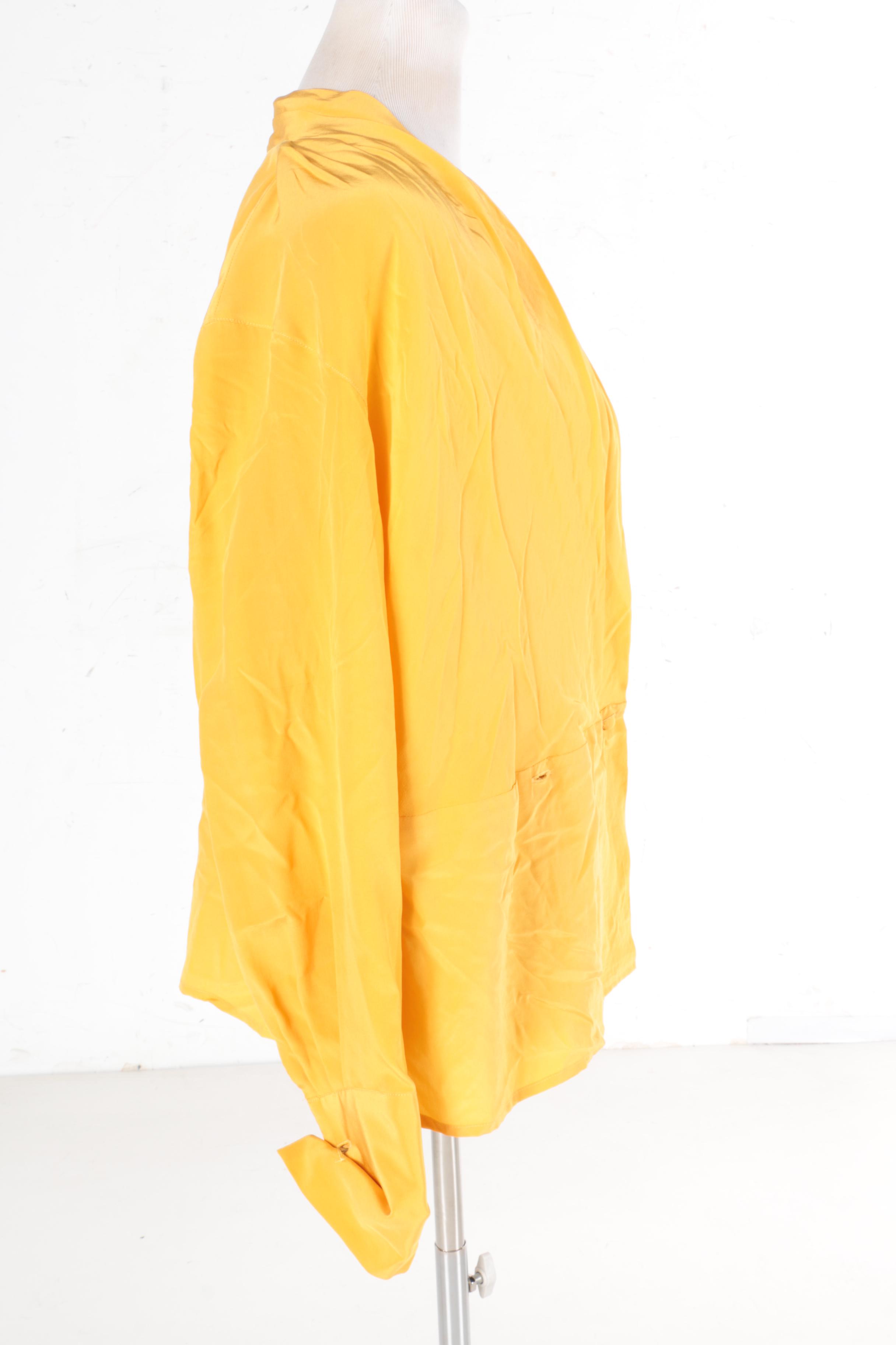 Christian Dior Double-Breasted Yellow Silk Blazer