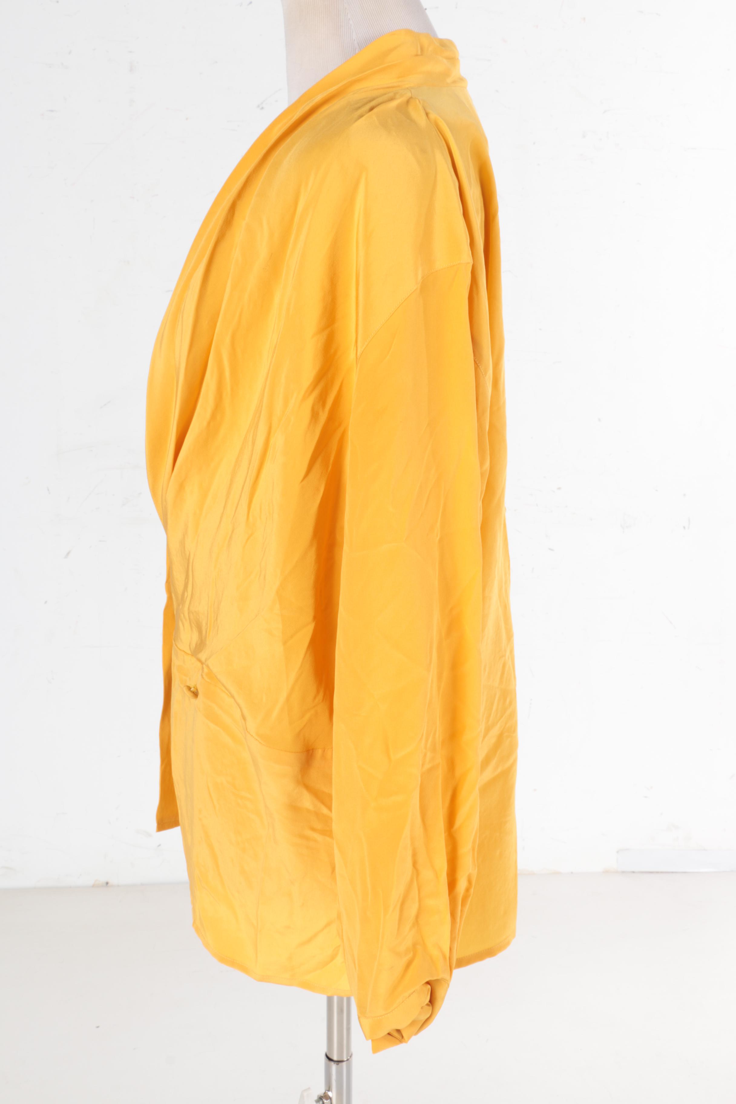 Christian Dior Double-Breasted Yellow Silk Blazer