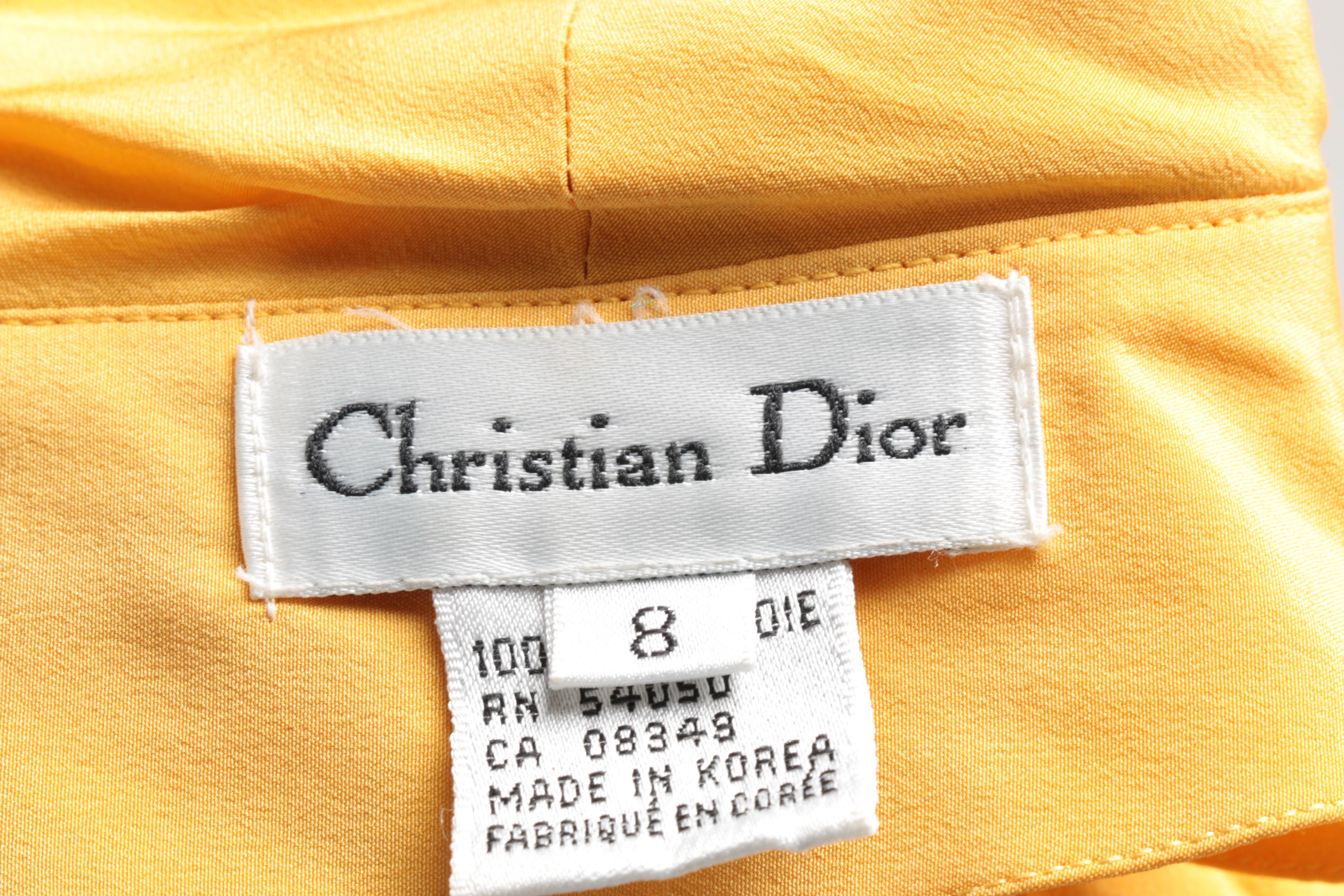 Christian Dior Double-Breasted Yellow Silk Blazer