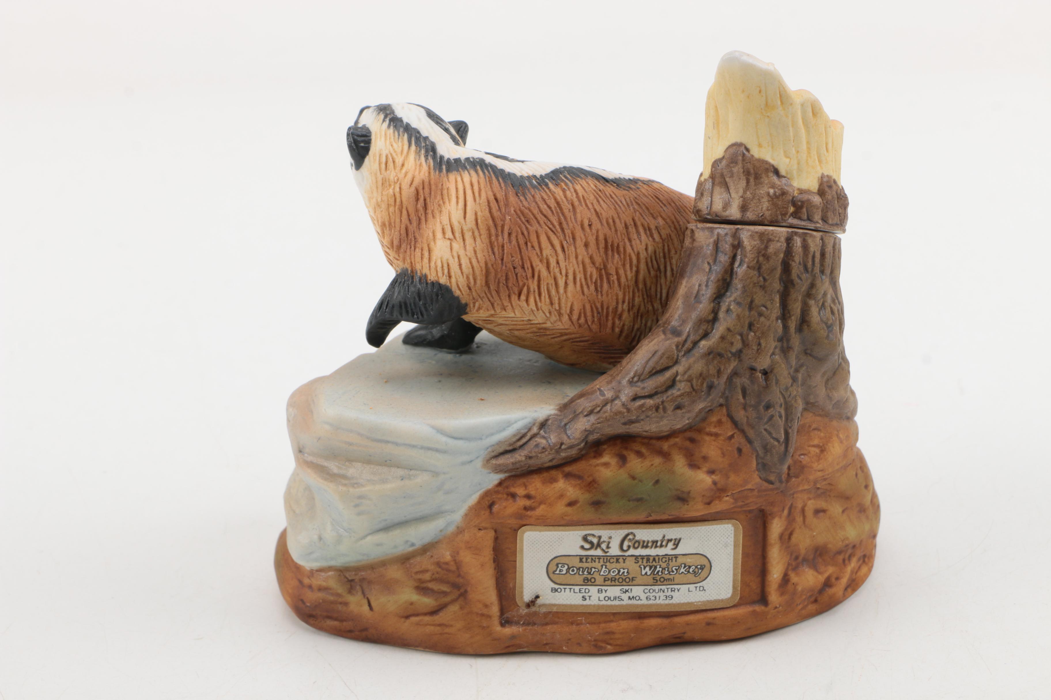 Ski Country Bourbon Whiskey Decanters with Limited Edition "Badger Mini"