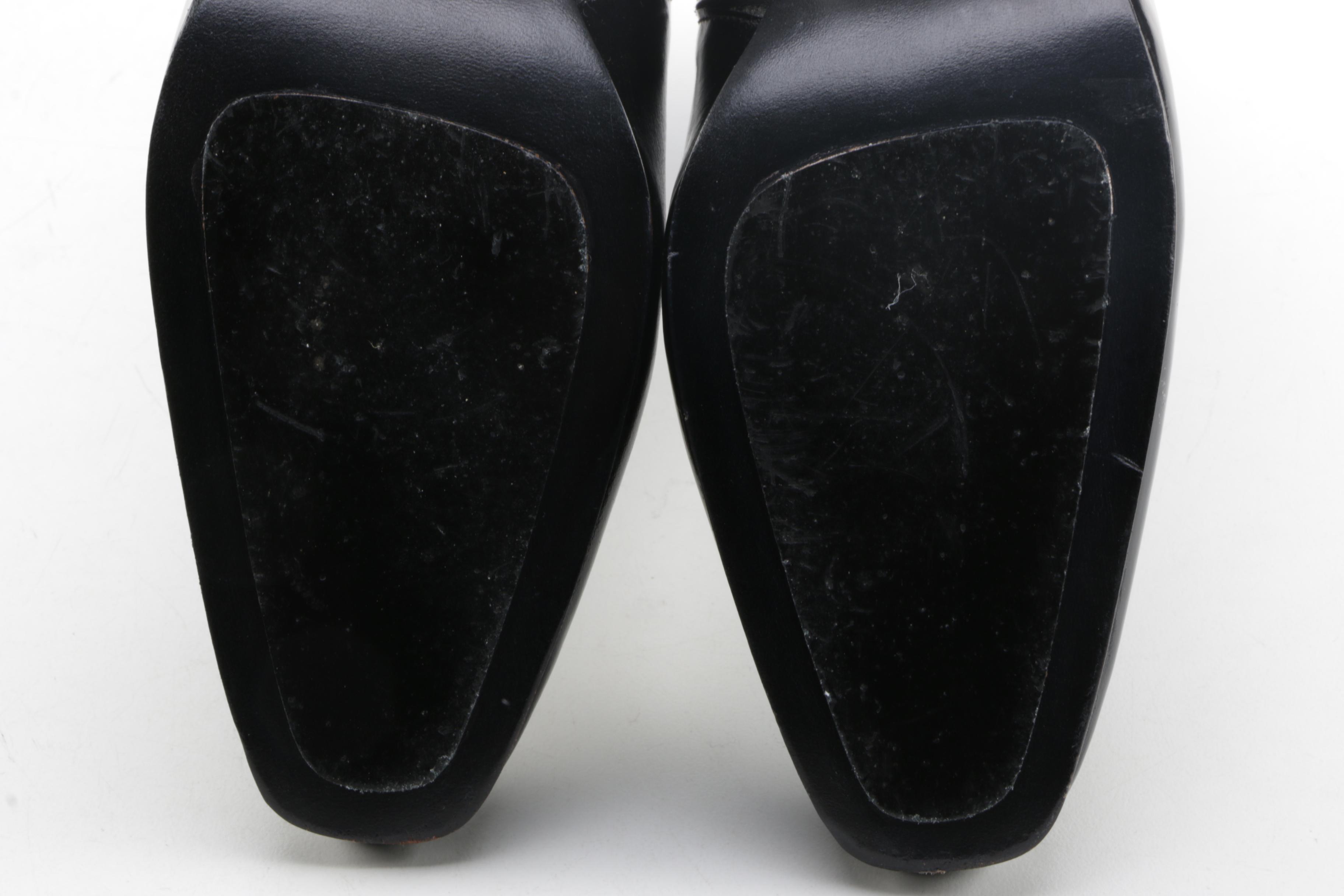 Dubié Black and White Leather Ankle Boots