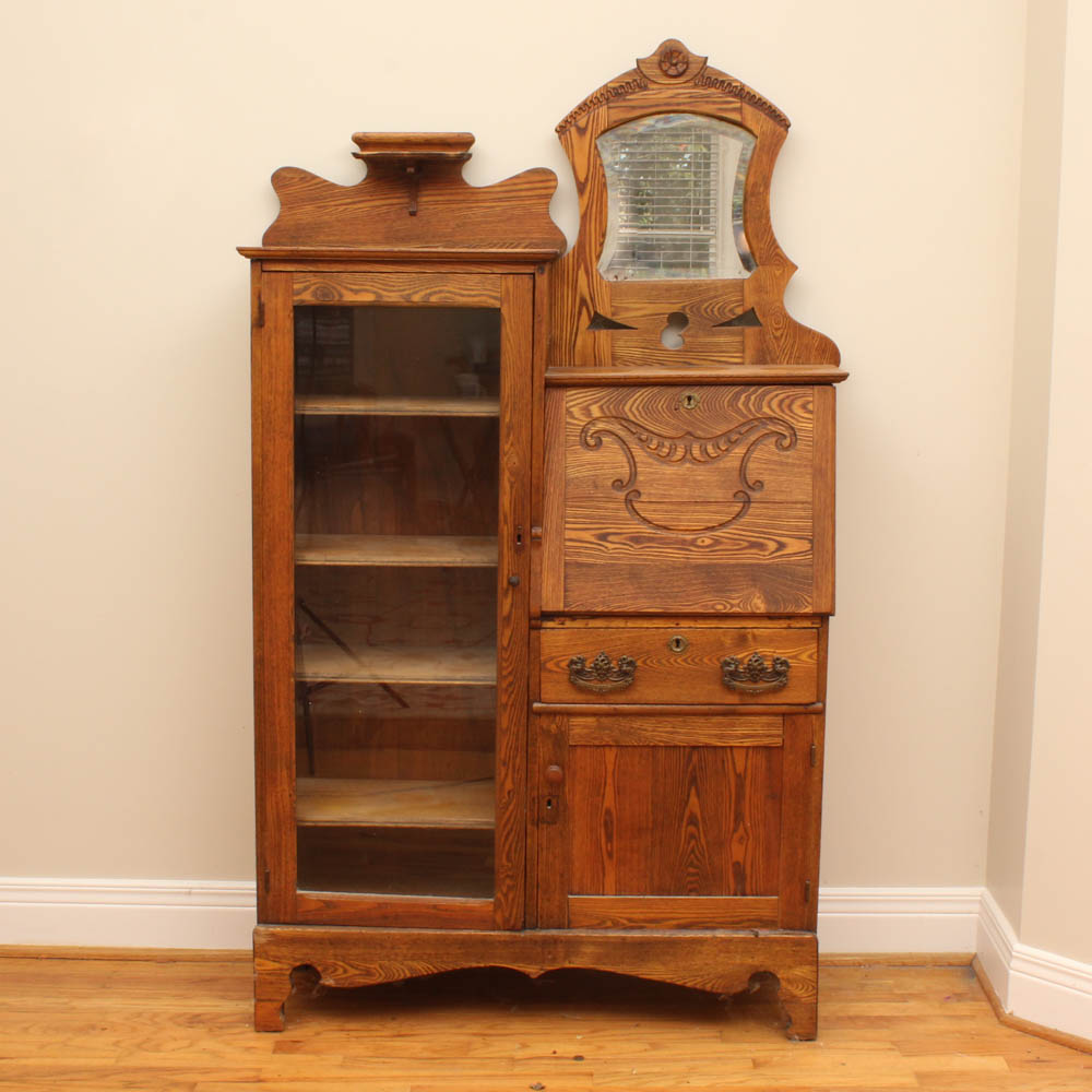 Vintage Oak Display Cabinet and Secretary