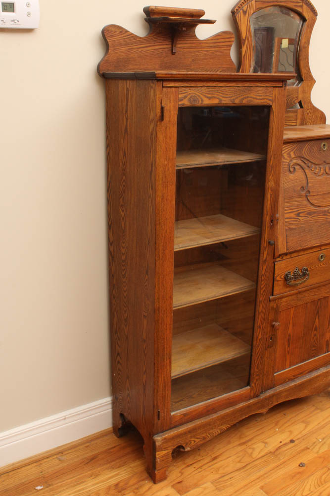 Vintage Oak Display Cabinet and Secretary