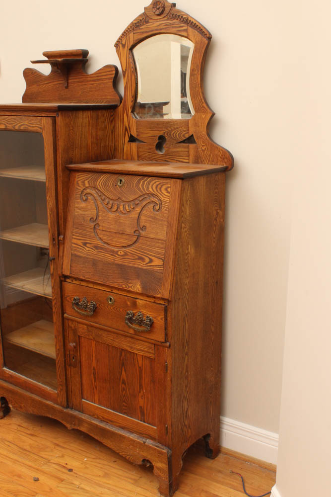 Vintage Oak Display Cabinet and Secretary