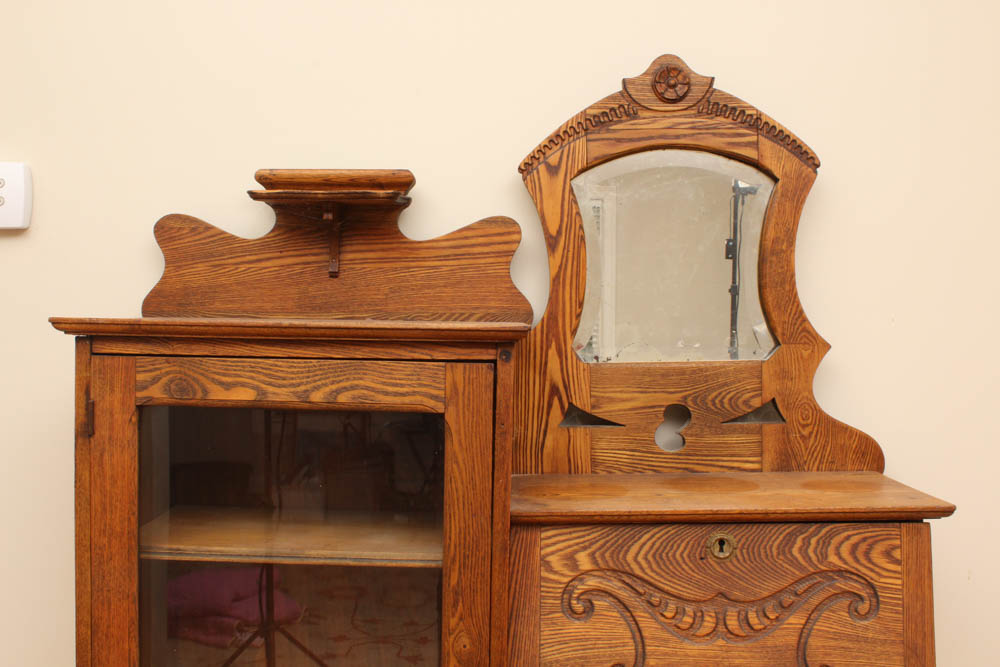 Vintage Oak Display Cabinet and Secretary