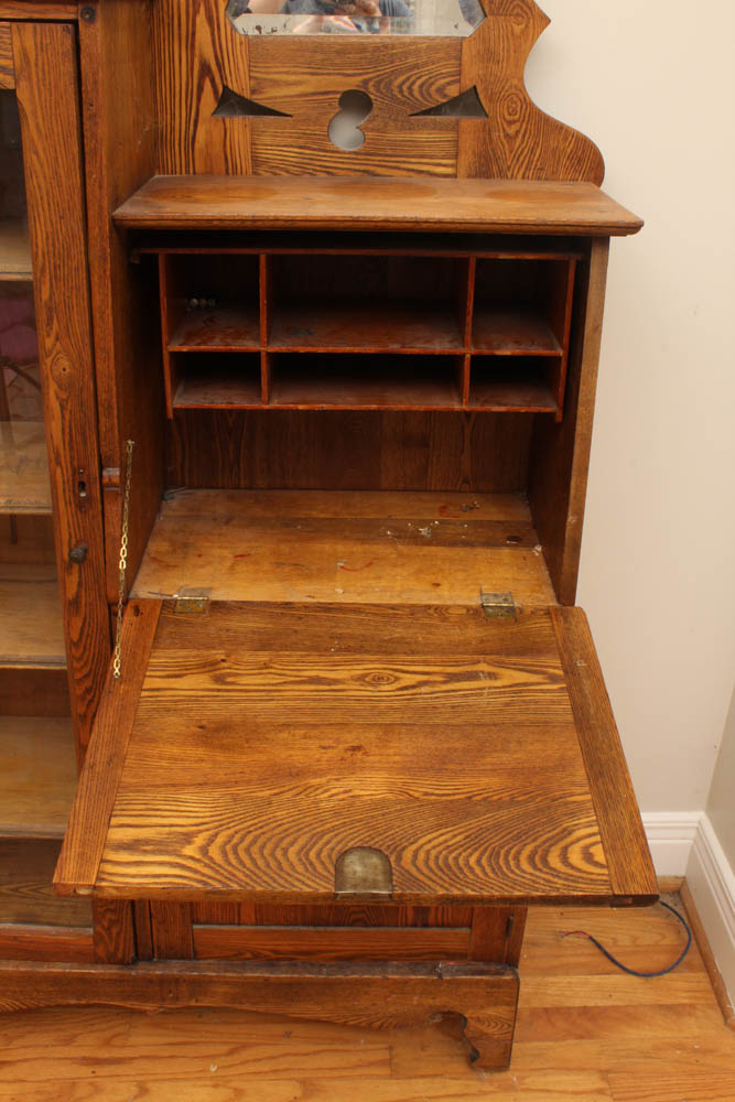Vintage Oak Display Cabinet and Secretary