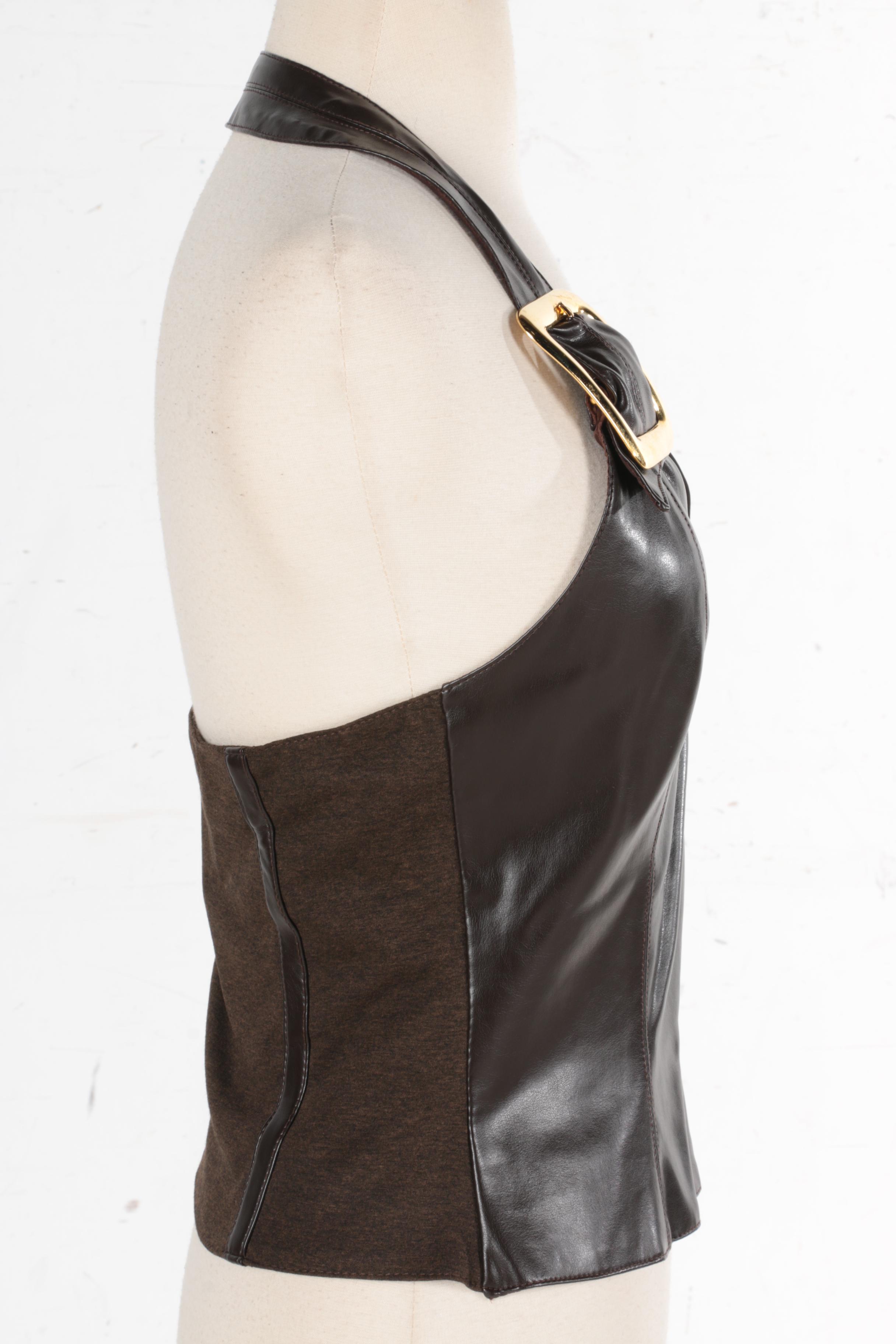 Jiki Monte Carlo Halter Top and Ensemble with a Raccoon Fur Collar