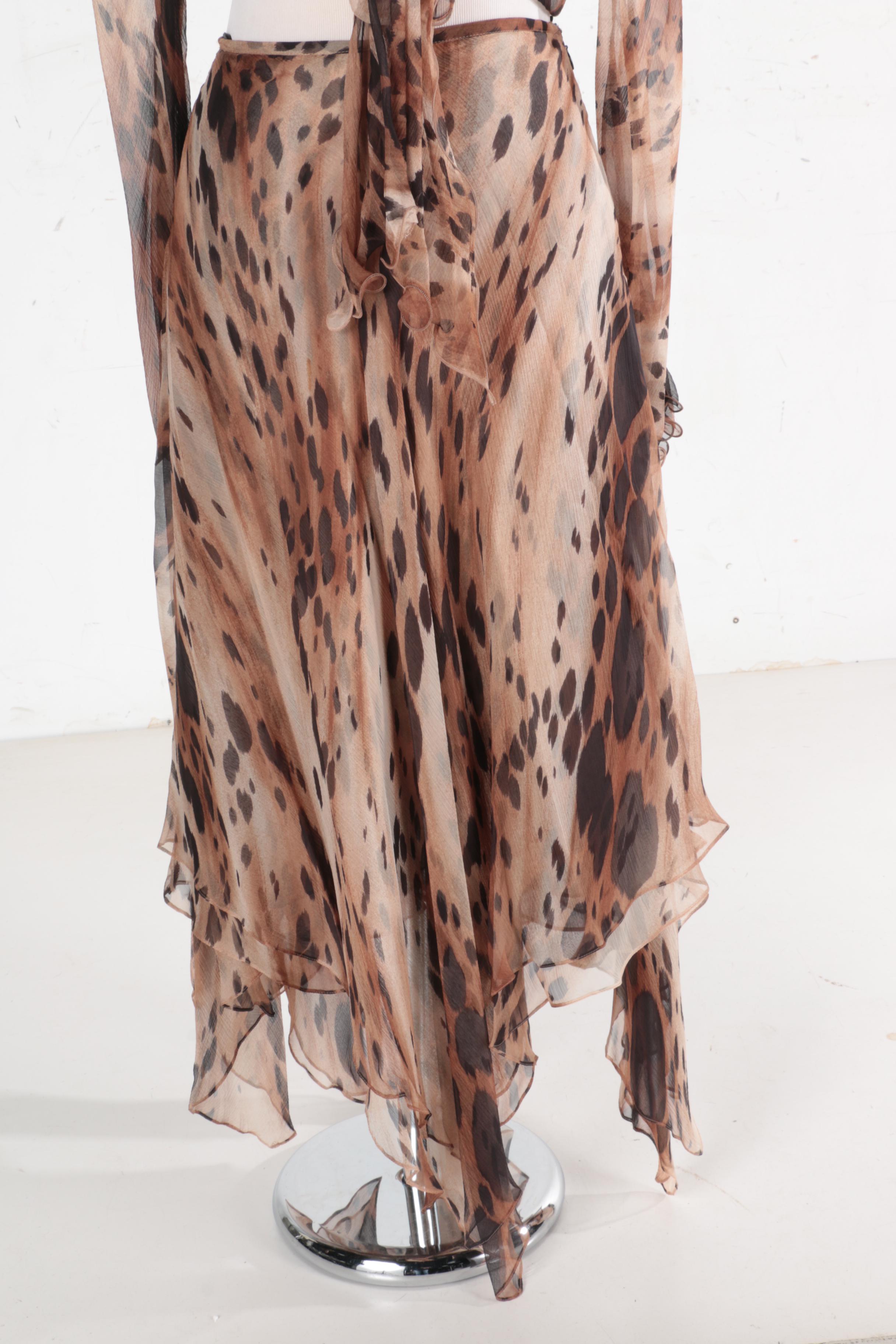 Jiki Monte Carlo Halter Top and Ensemble with a Raccoon Fur Collar