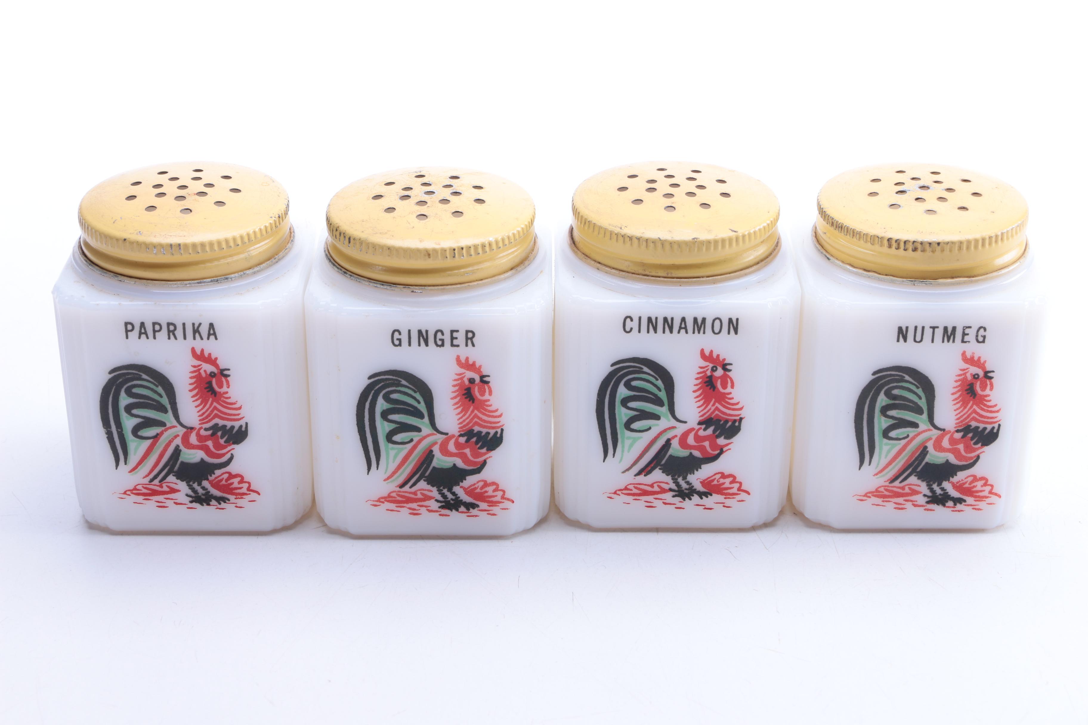1940s Milkglass Spice Jars