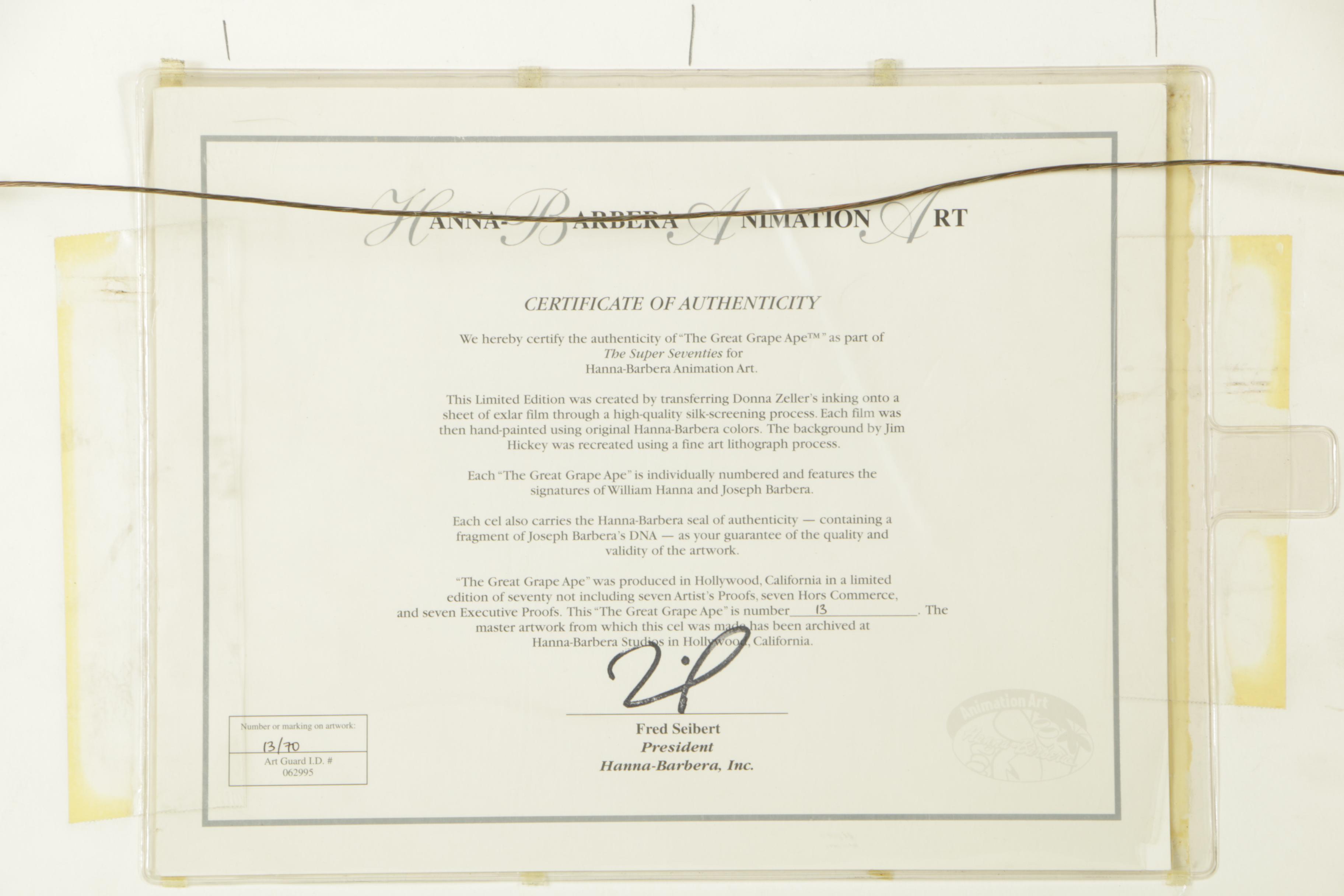 Hanna-Barbera Limited Edition Sericel "The Great Grape Ape"