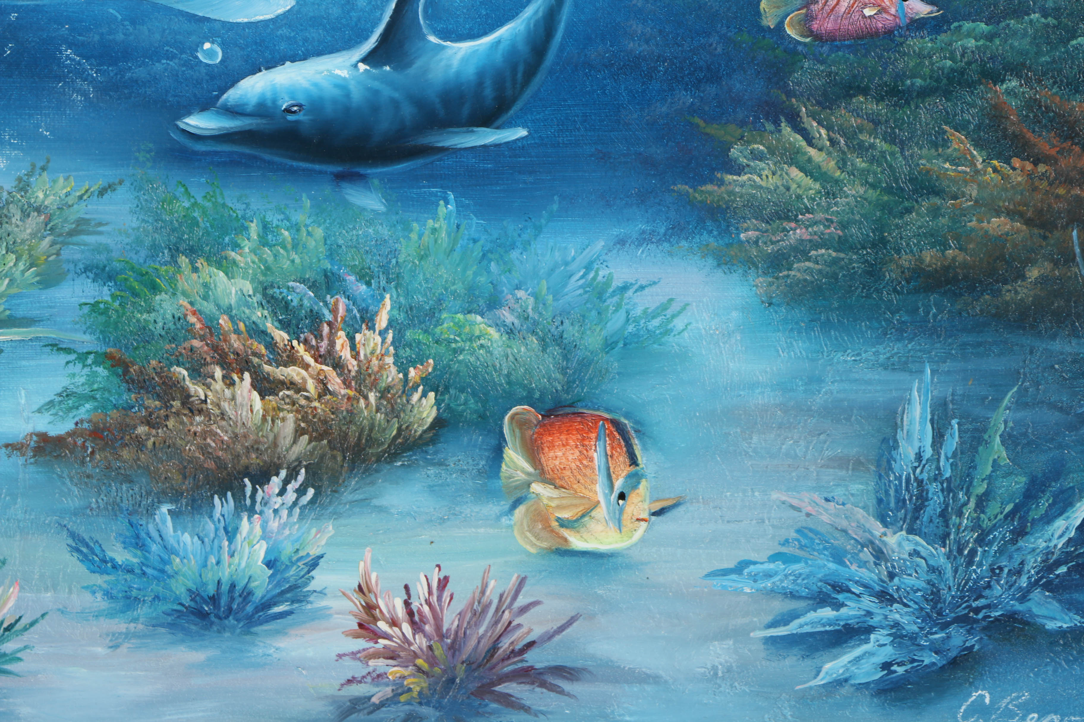 Charles Redmond Benolt Acrylic Painting of Marine Life