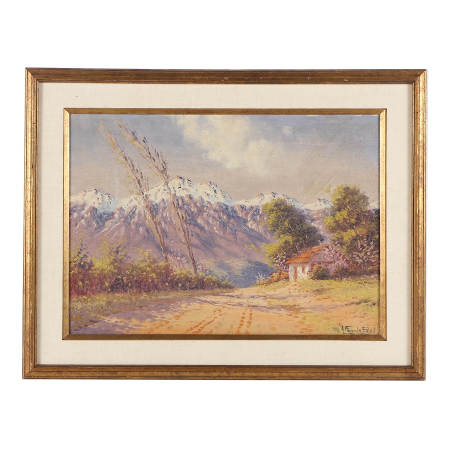 Alfredo Lobos 1946 Oil Painting of Mountain View