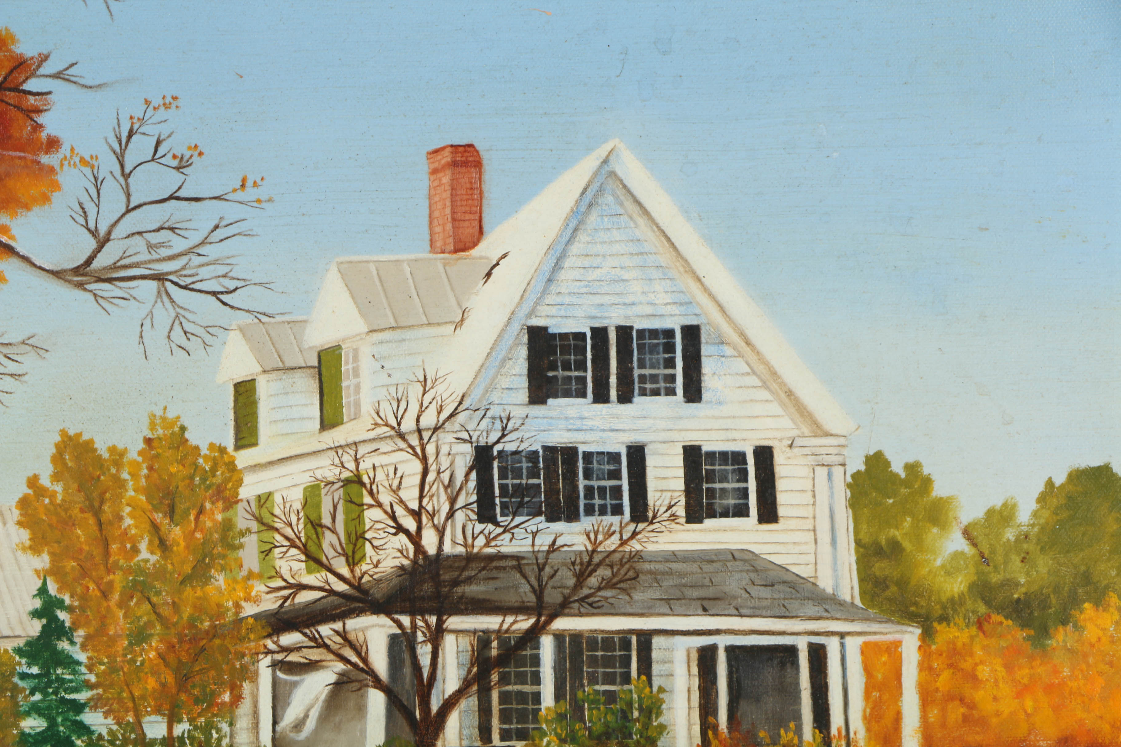 N. Bull Oil on Canvas Painting of a Farm House in Fall