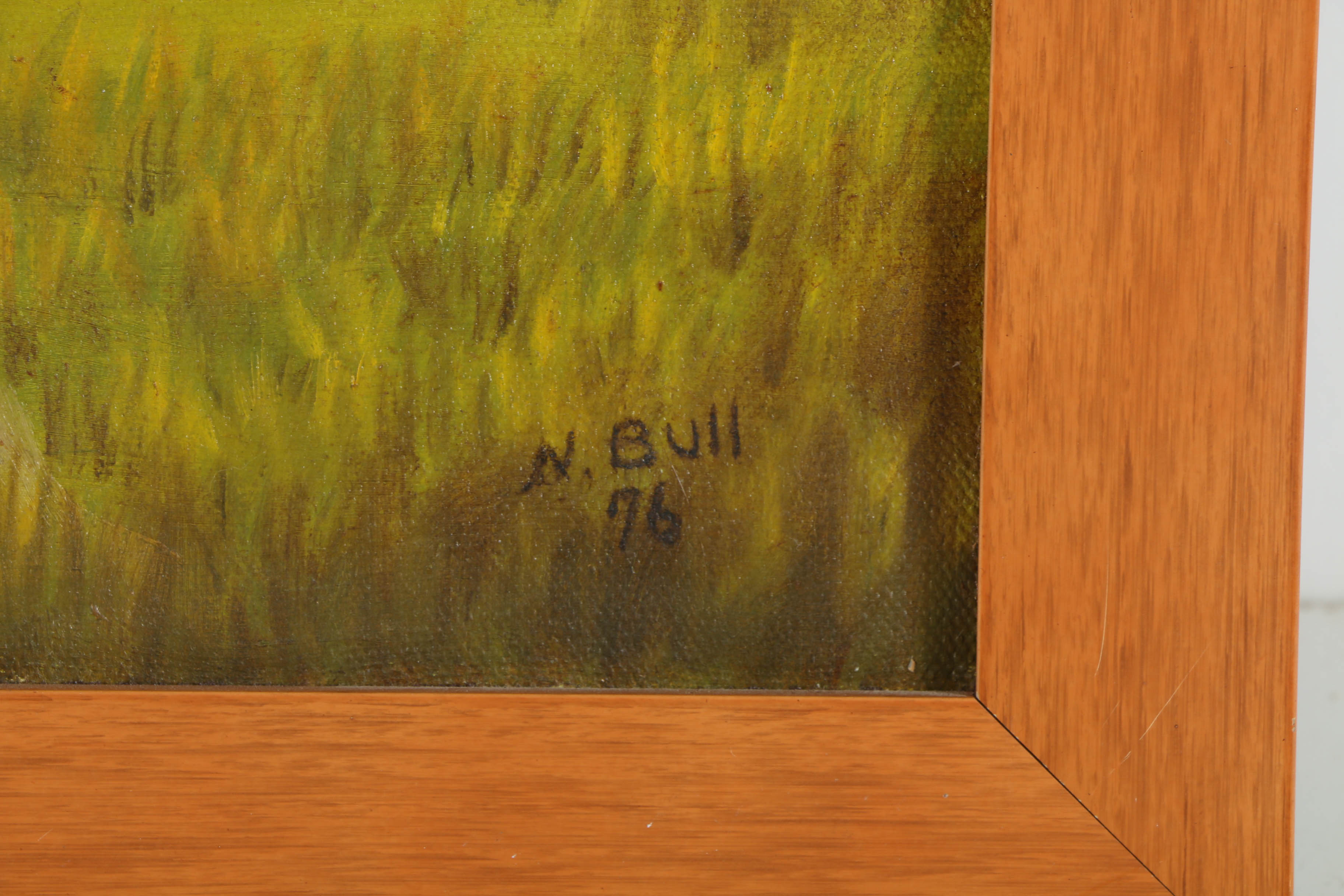 N. Bull Oil on Canvas Painting of a Farm House in Fall