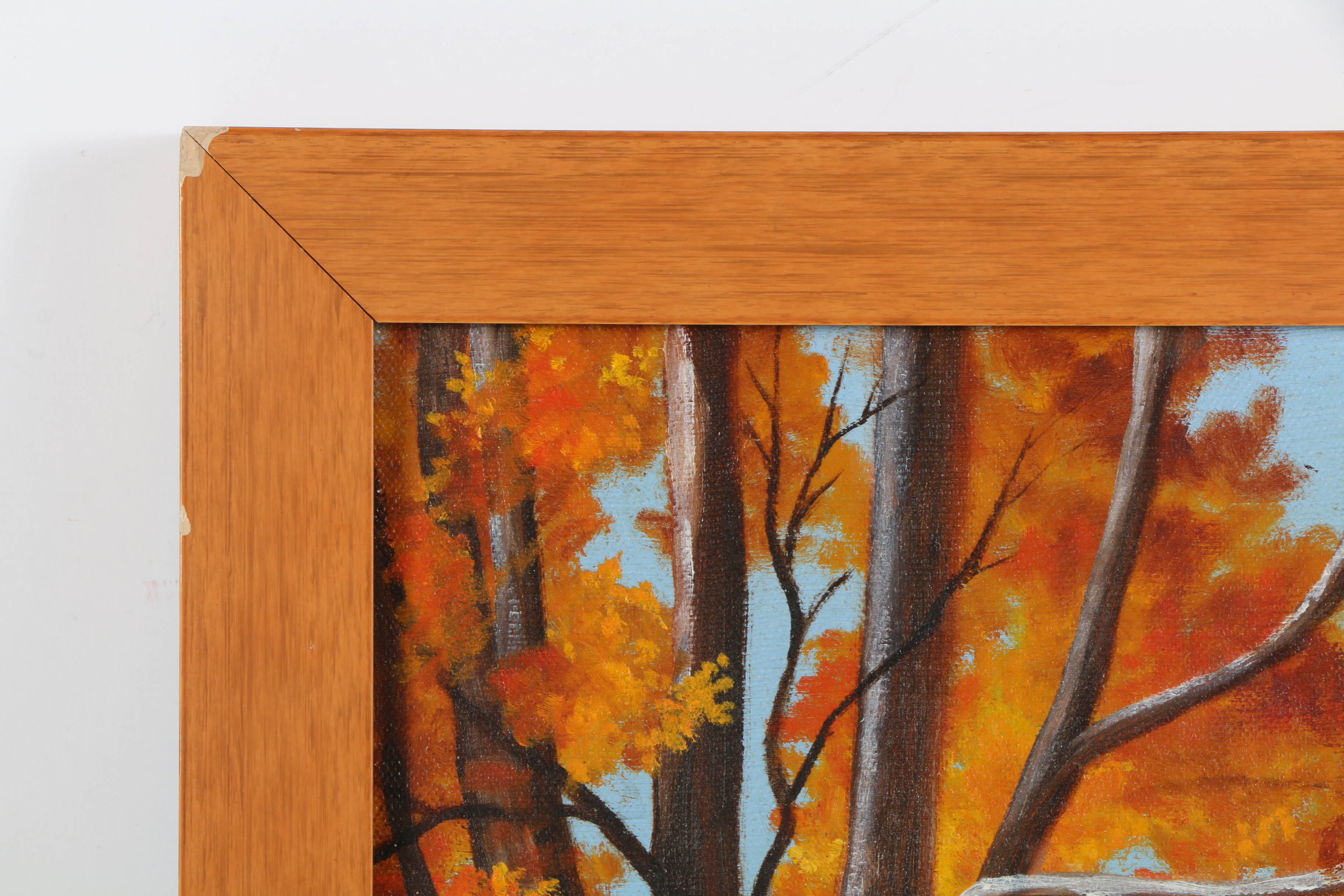 N. Bull Oil on Canvas Painting of a Farm House in Fall