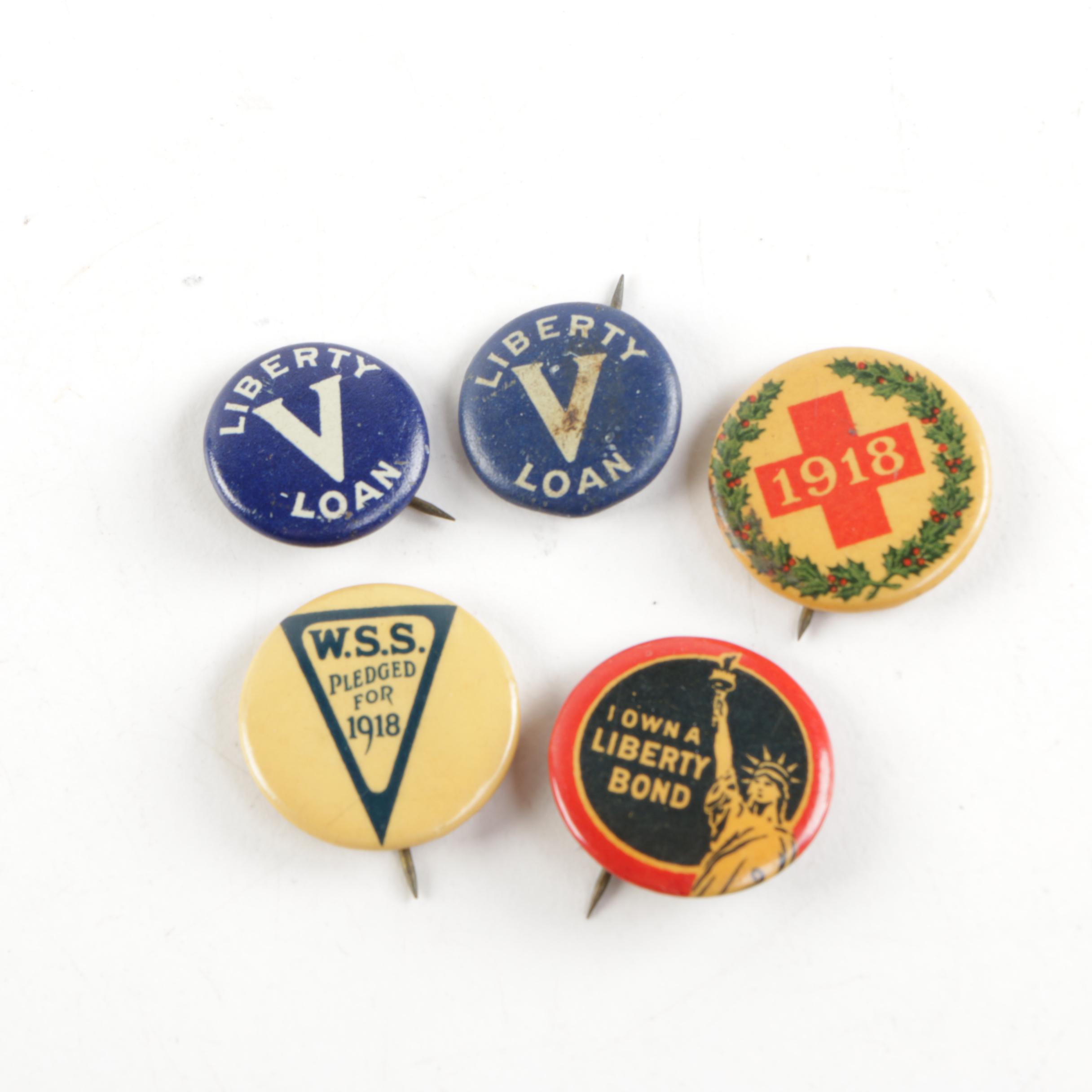 WWI Liberty Bond Pin Back Buttons