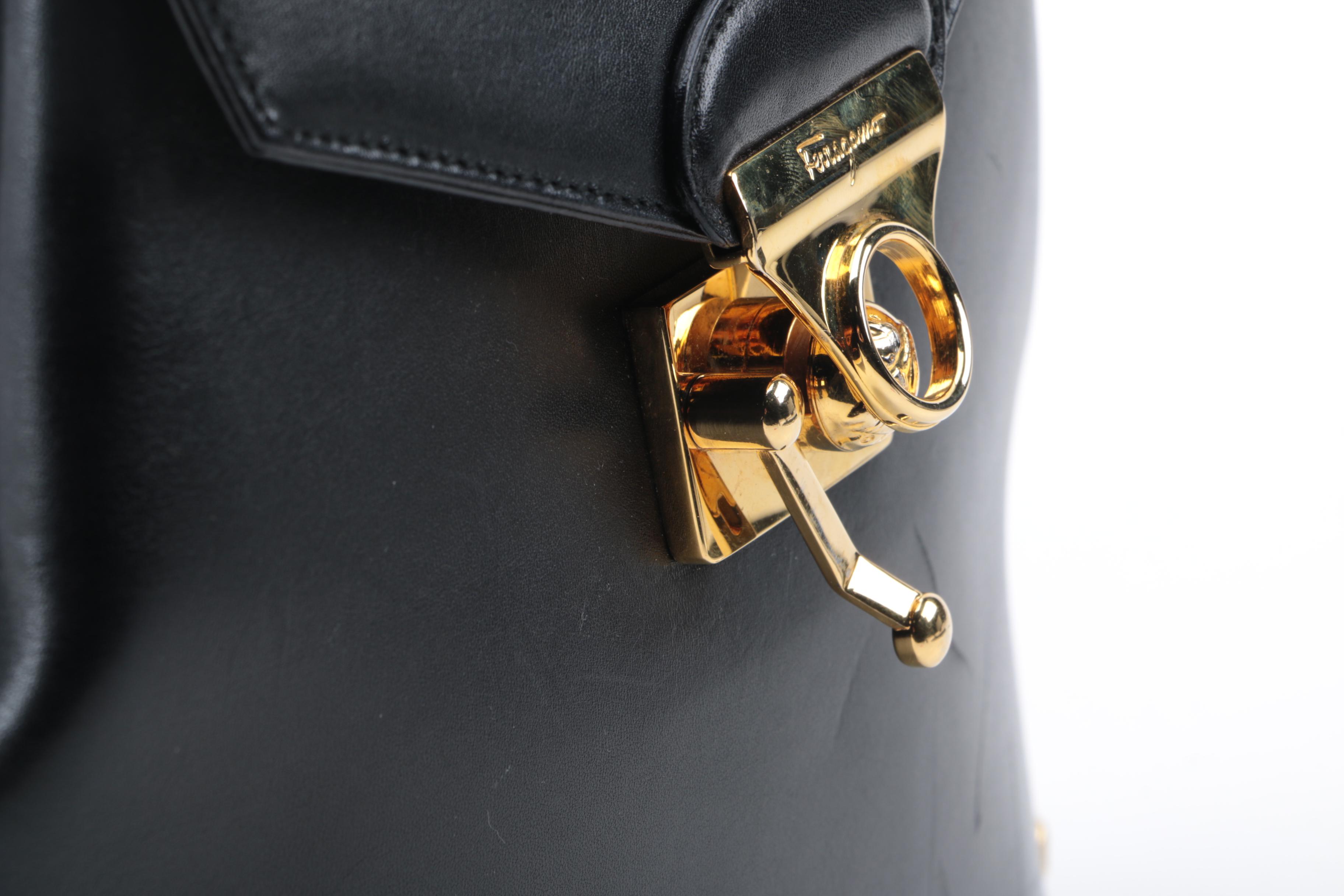 Salvatore Ferragamo Black Leather Handbag