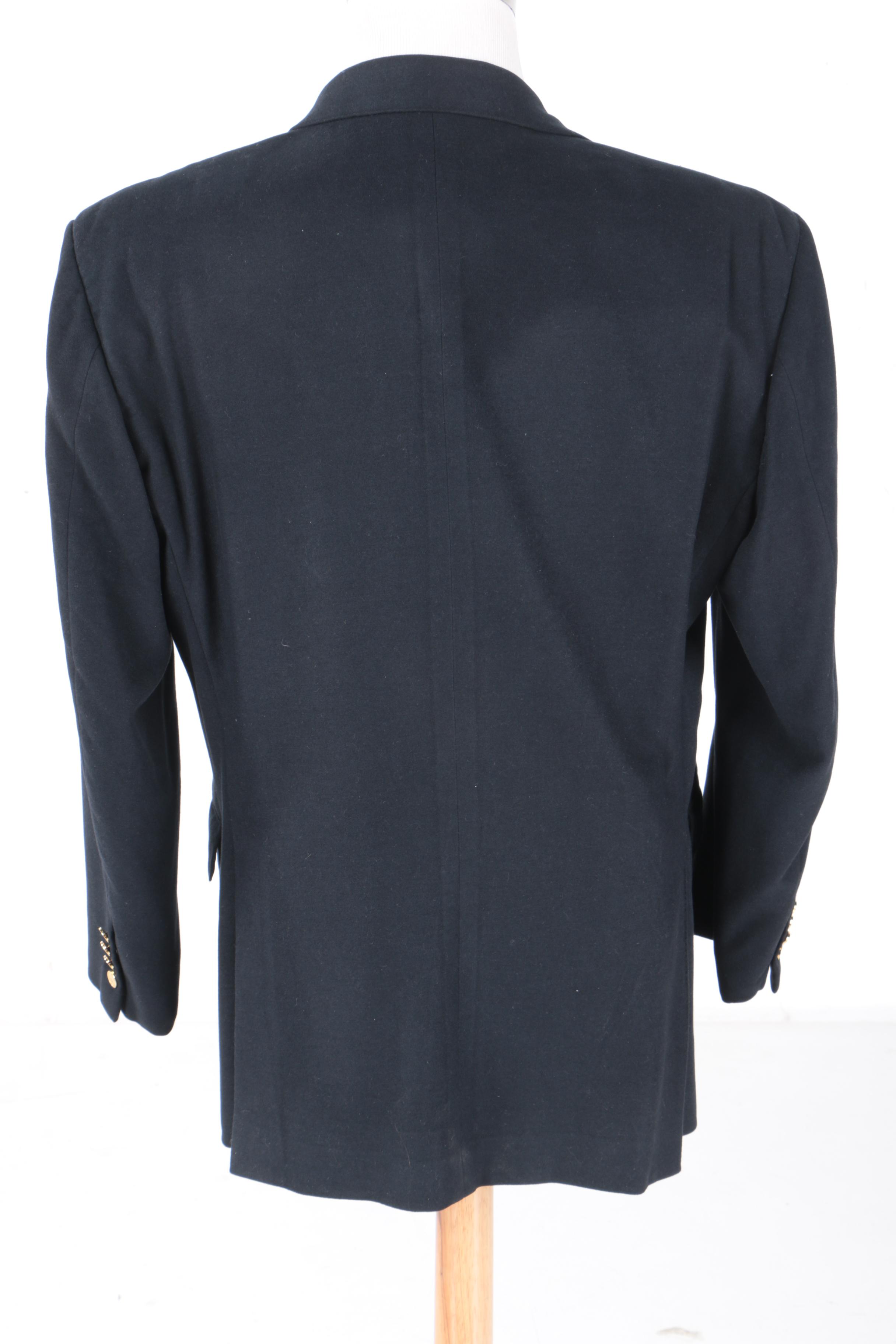 Men's Hermès of Paris Navy Blue Cashmere Blend Sport Coat