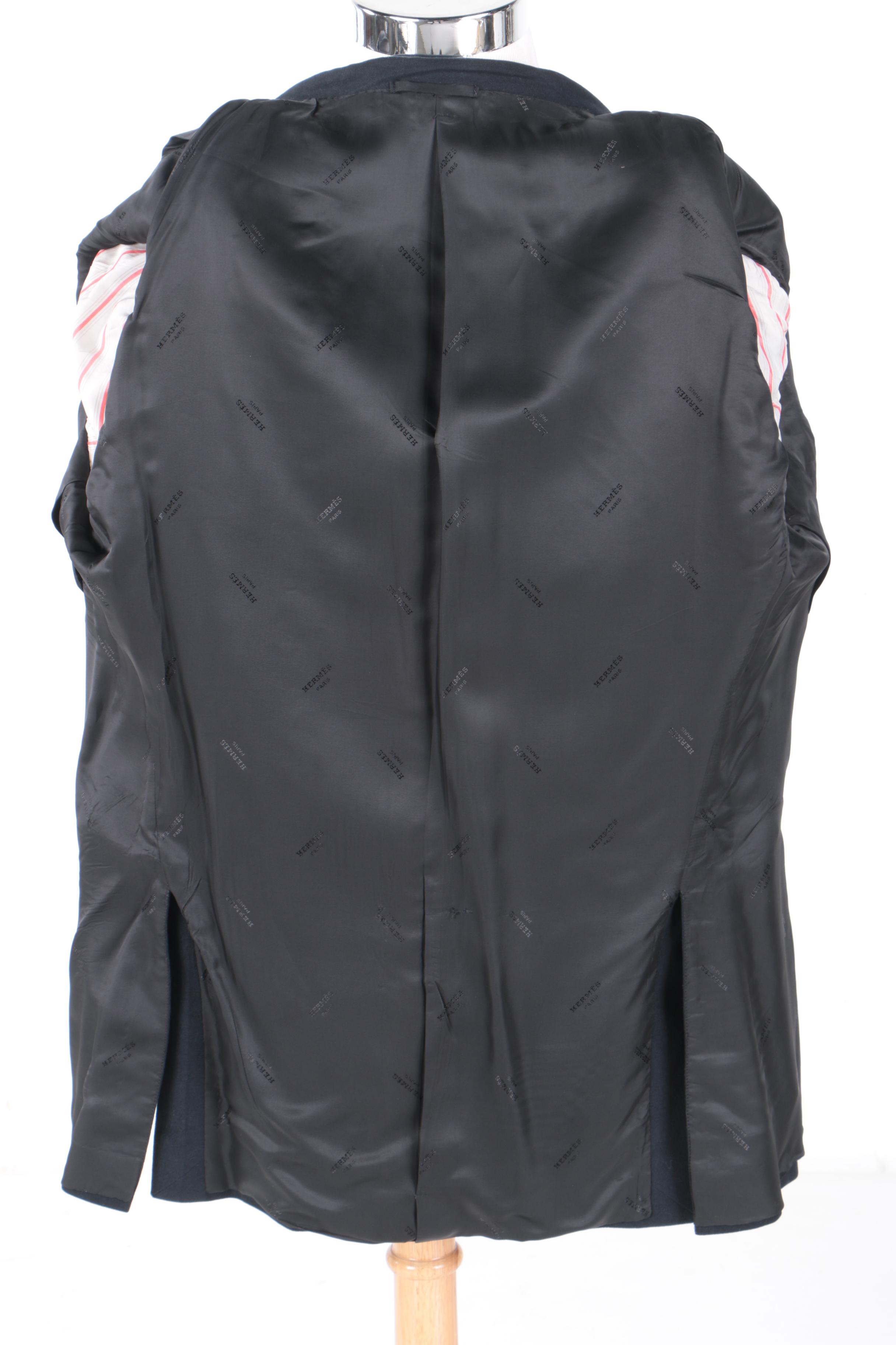 Men's Hermès of Paris Navy Blue Cashmere Blend Sport Coat