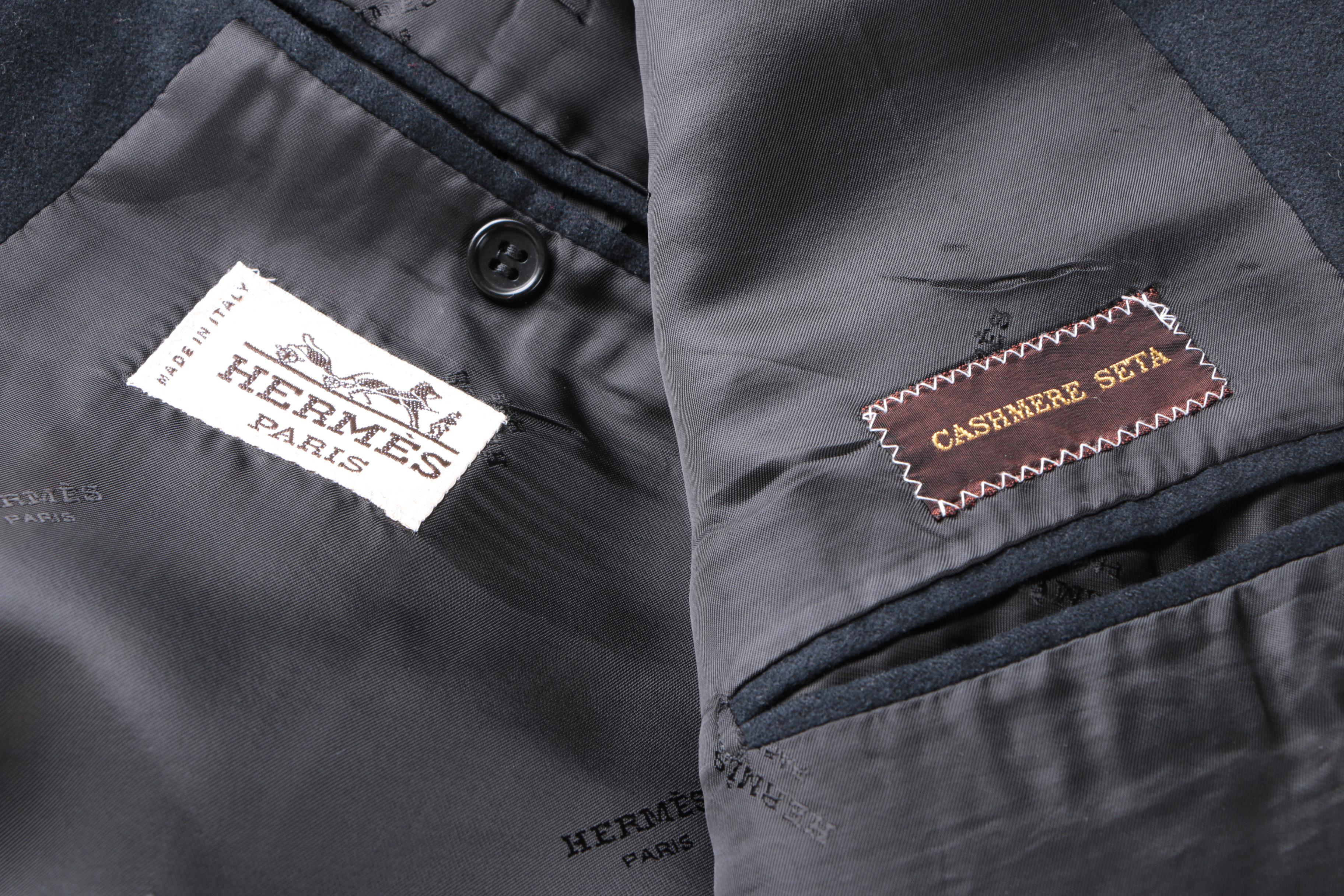 Men's Hermès of Paris Navy Blue Cashmere Blend Sport Coat