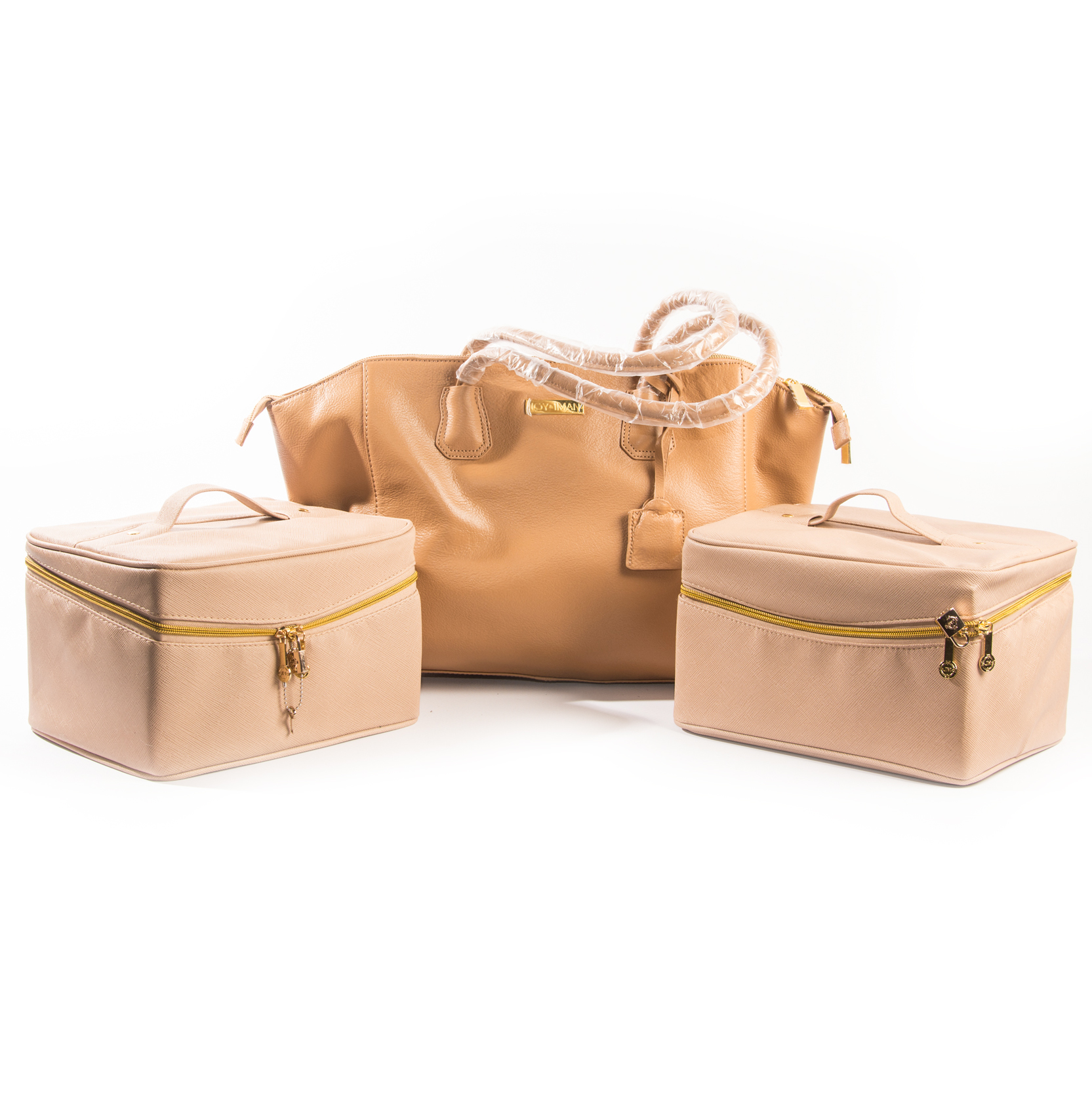 Joy & Iman Leather City Satchel with Joy Mangano Vinyl Valises