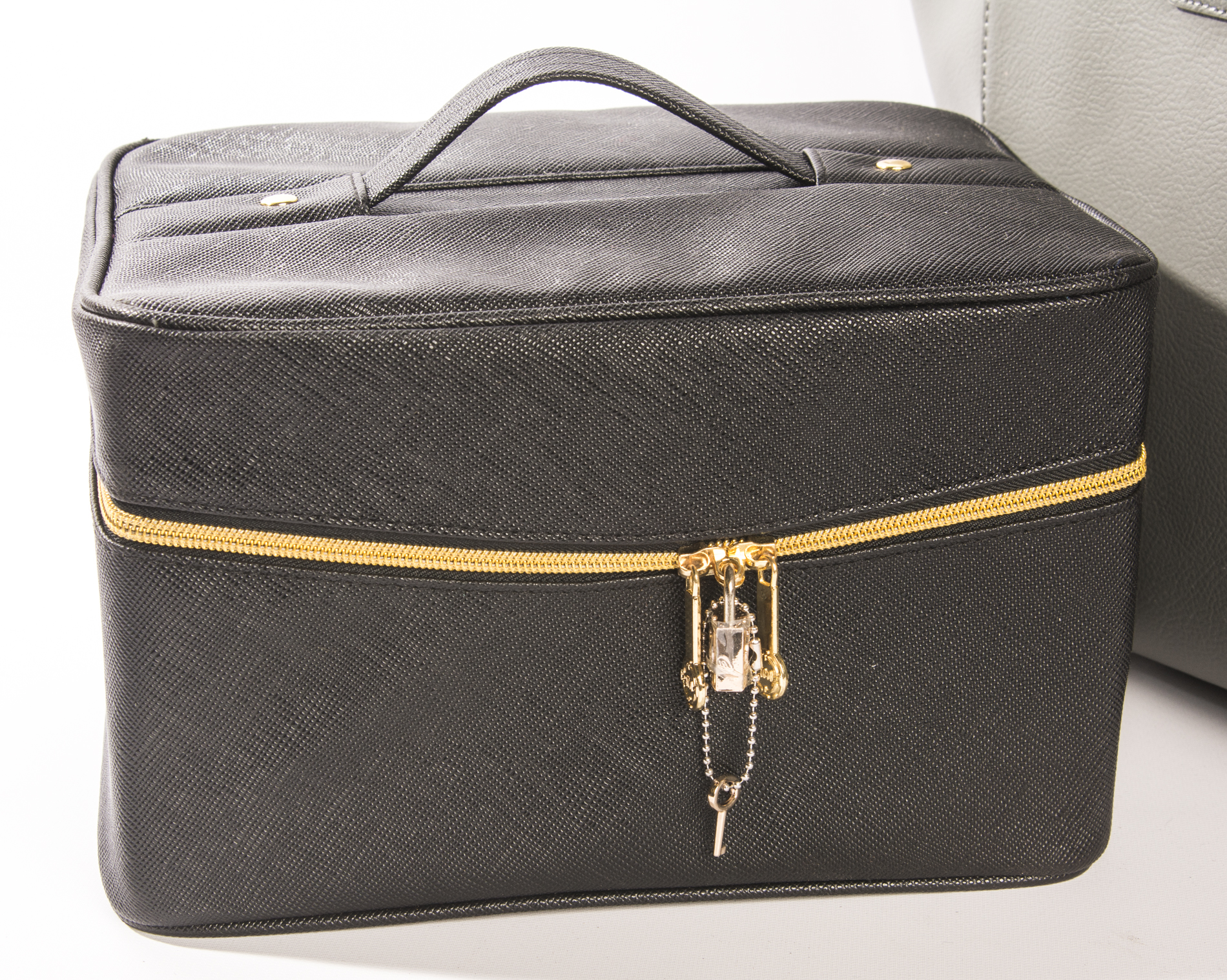 Joy and Iman Leather City Satchel with a Vinyl Valise