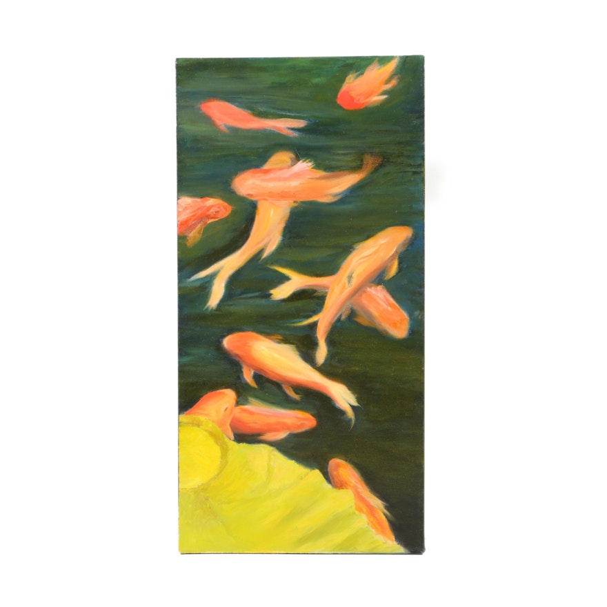 Acrylic Painting on Canvas of Koi Fish