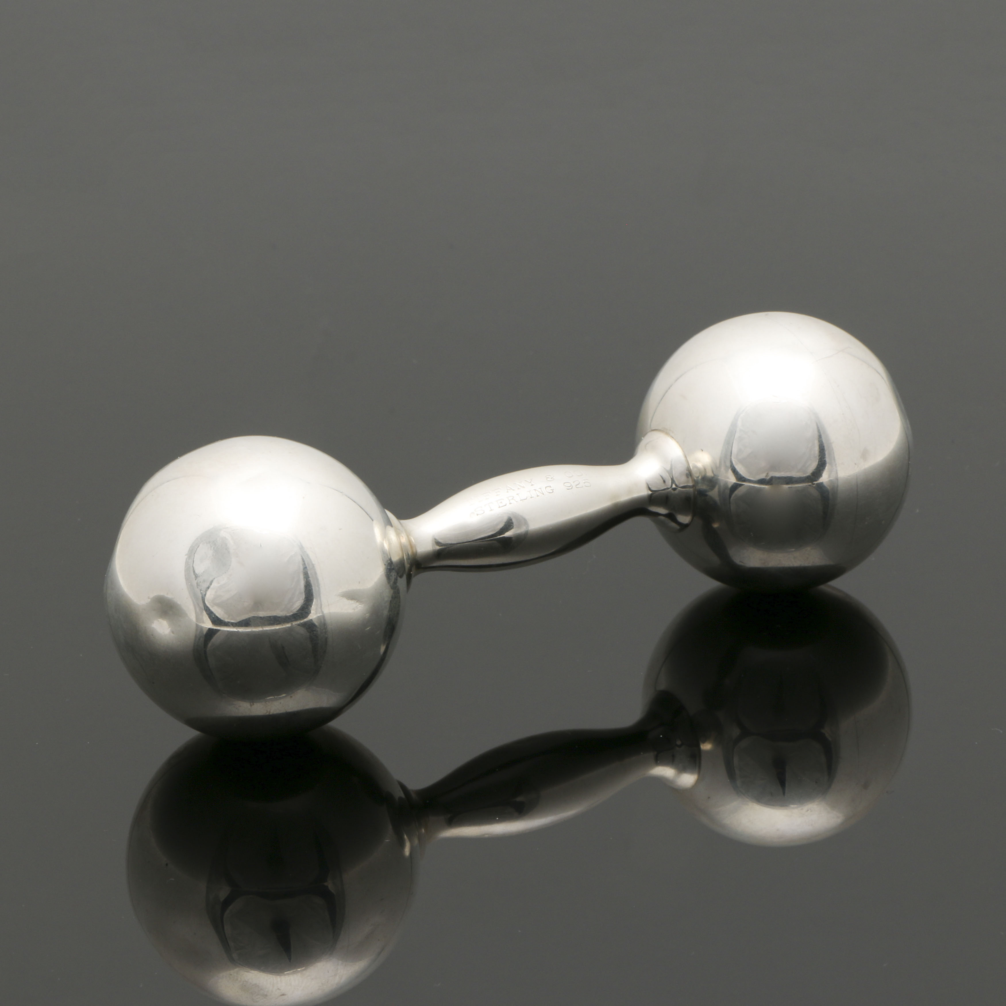Tiffany & Co. Sterling Silver Barbell Baby Rattle