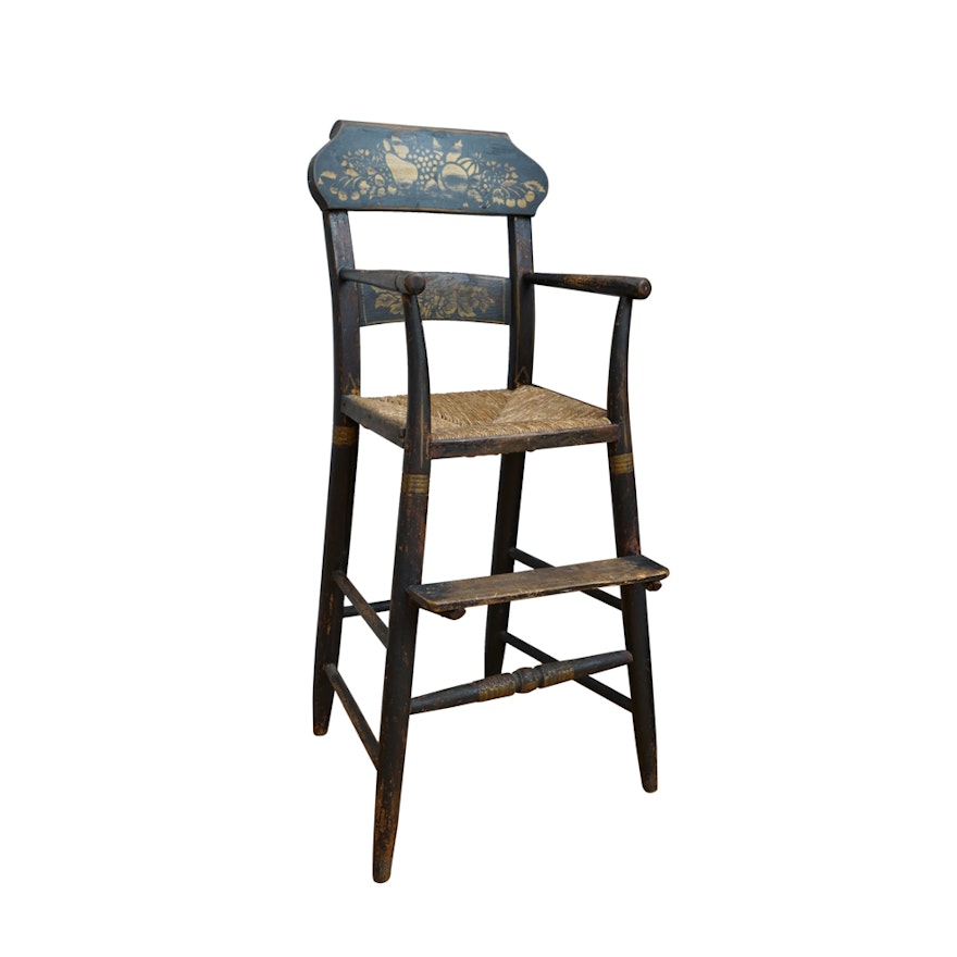 Hitchcock Style High Chair with Rush Seat
