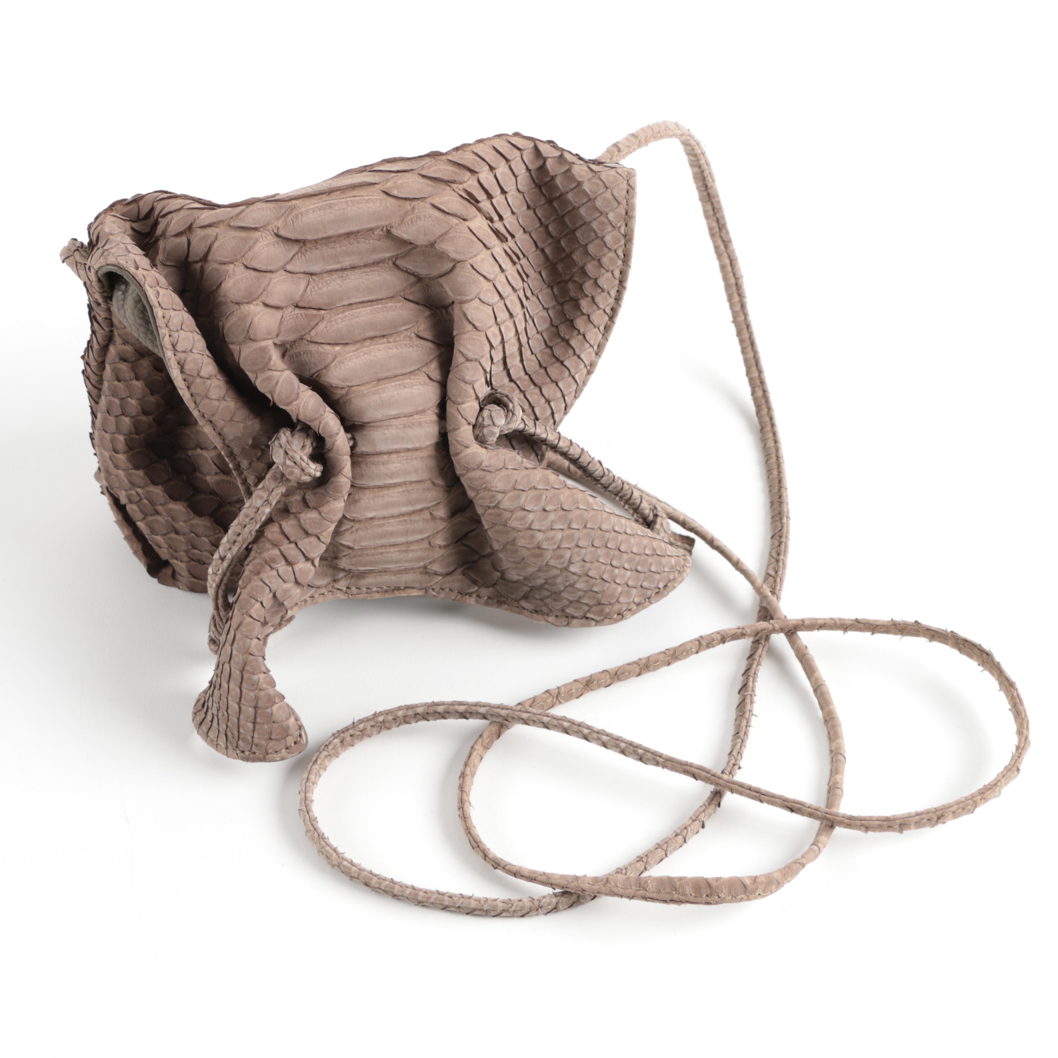 Carlos Falchi Grey Sueded Python Bag