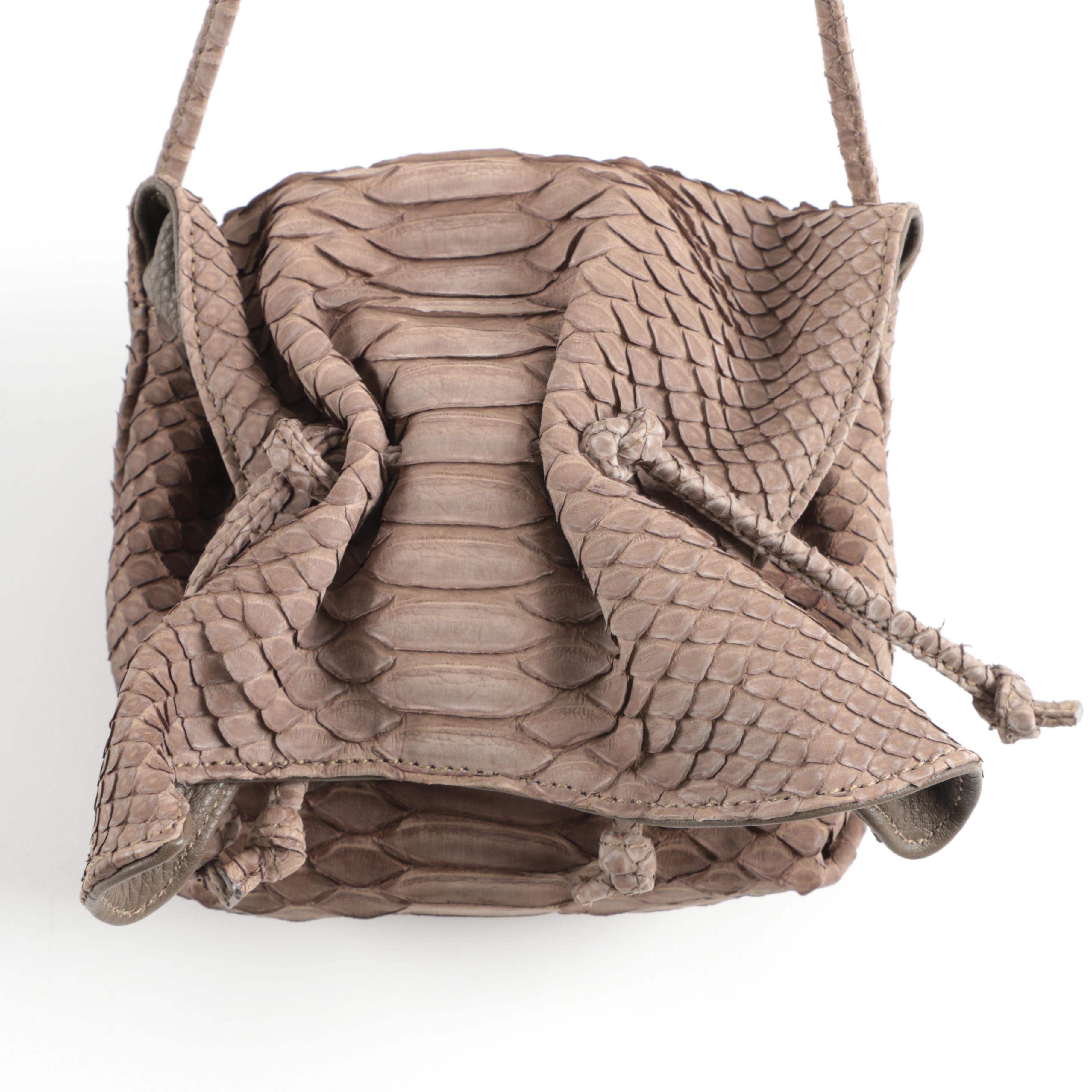Carlos Falchi Grey Sueded Python Bag