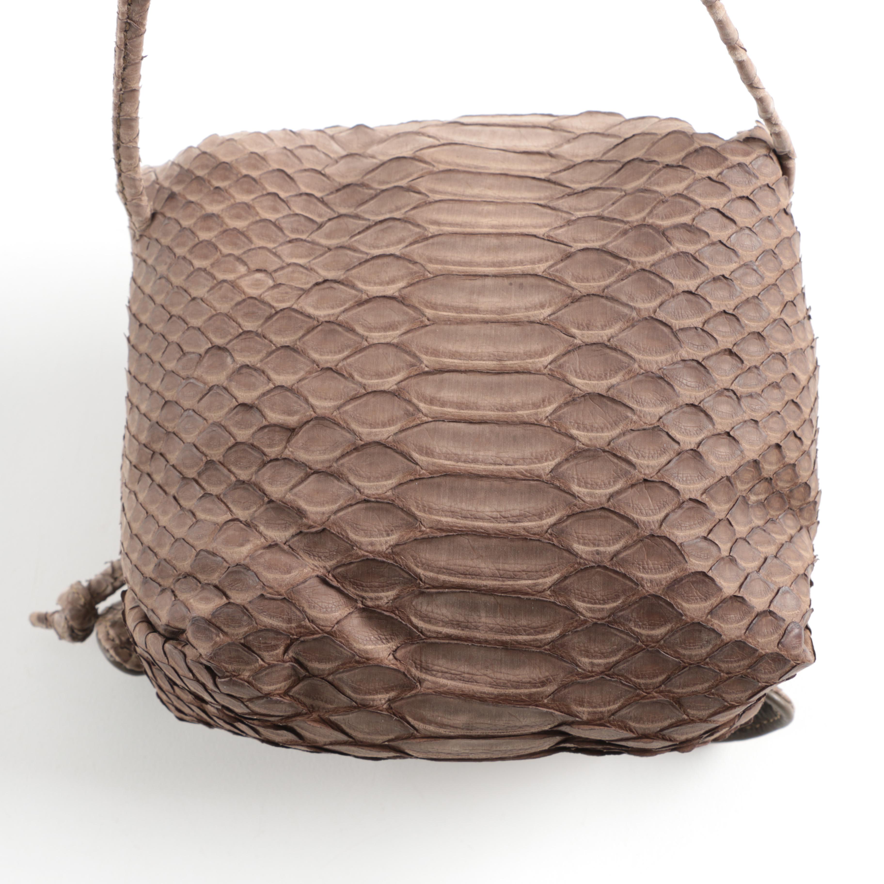 Carlos Falchi Grey Sueded Python Bag