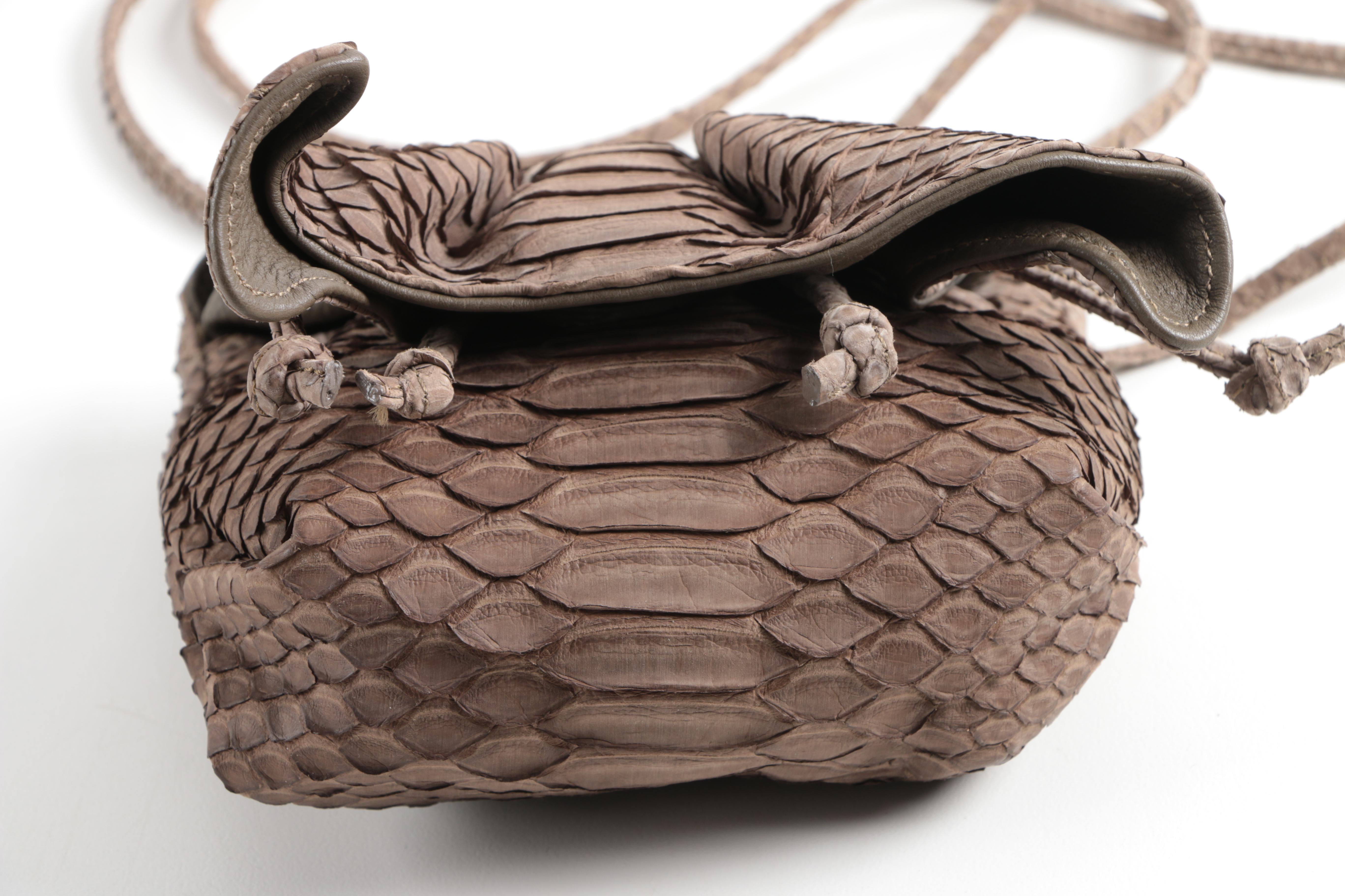 Carlos Falchi Grey Sueded Python Bag