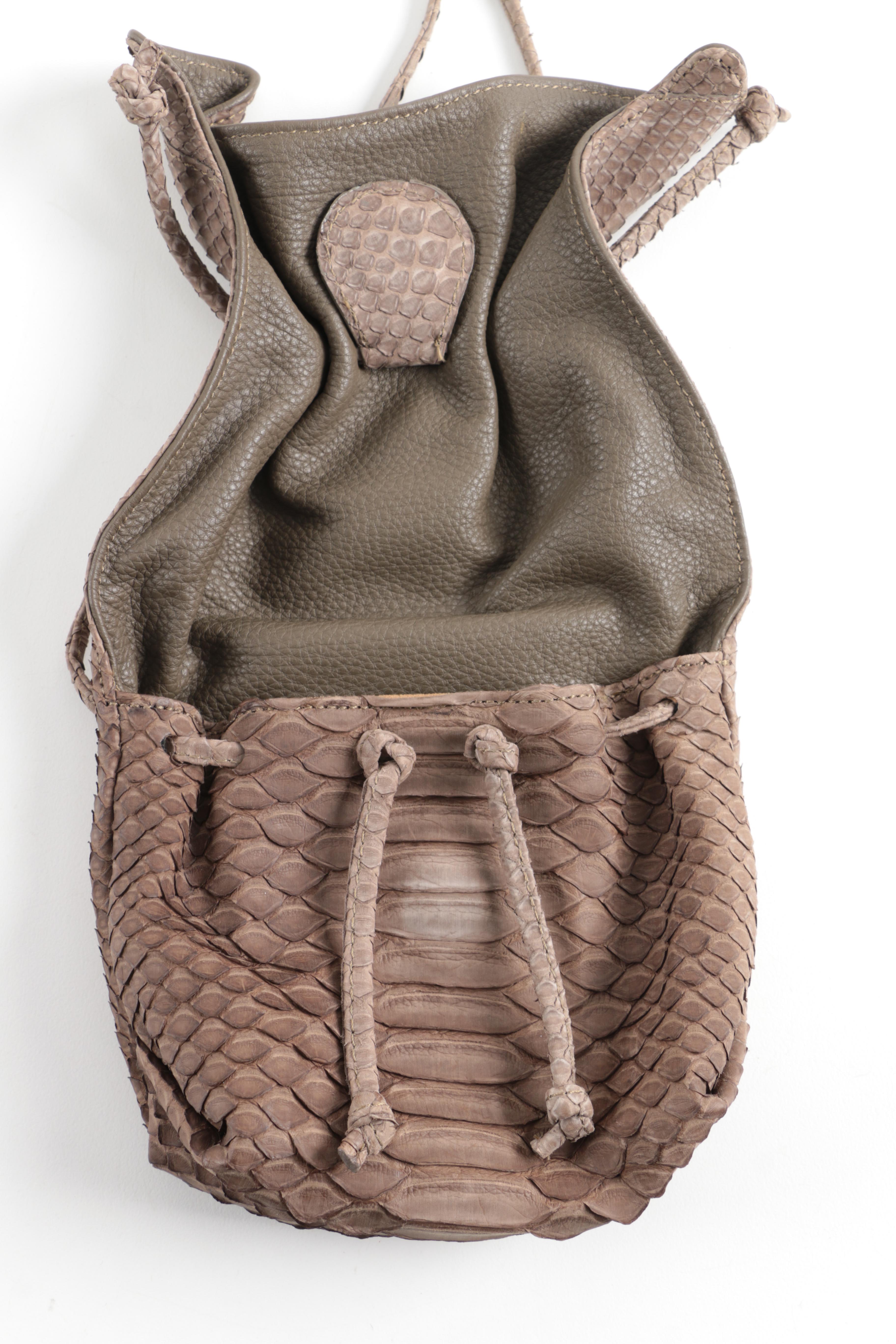 Carlos Falchi Grey Sueded Python Bag