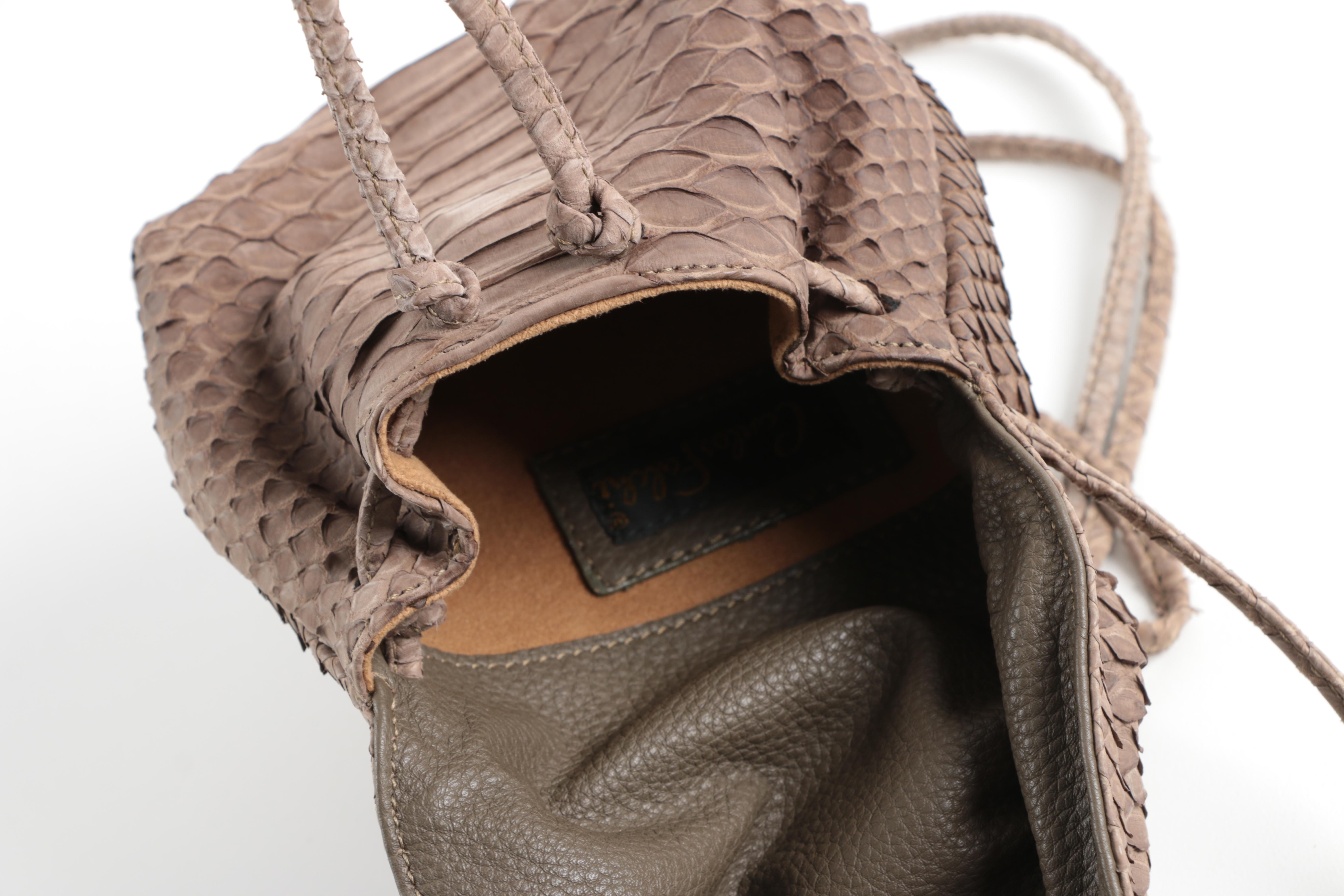 Carlos Falchi Grey Sueded Python Bag