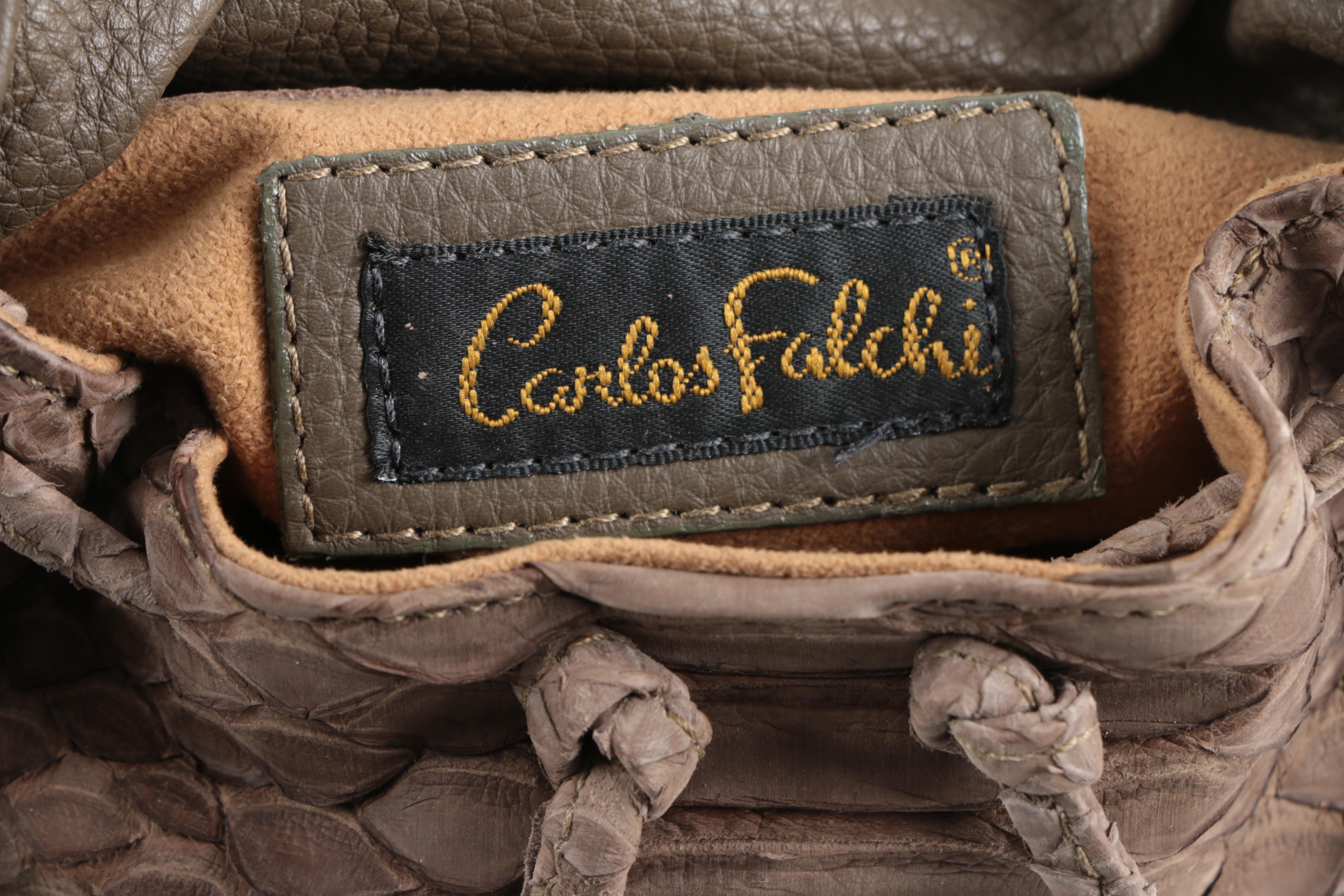 Carlos Falchi Grey Sueded Python Bag