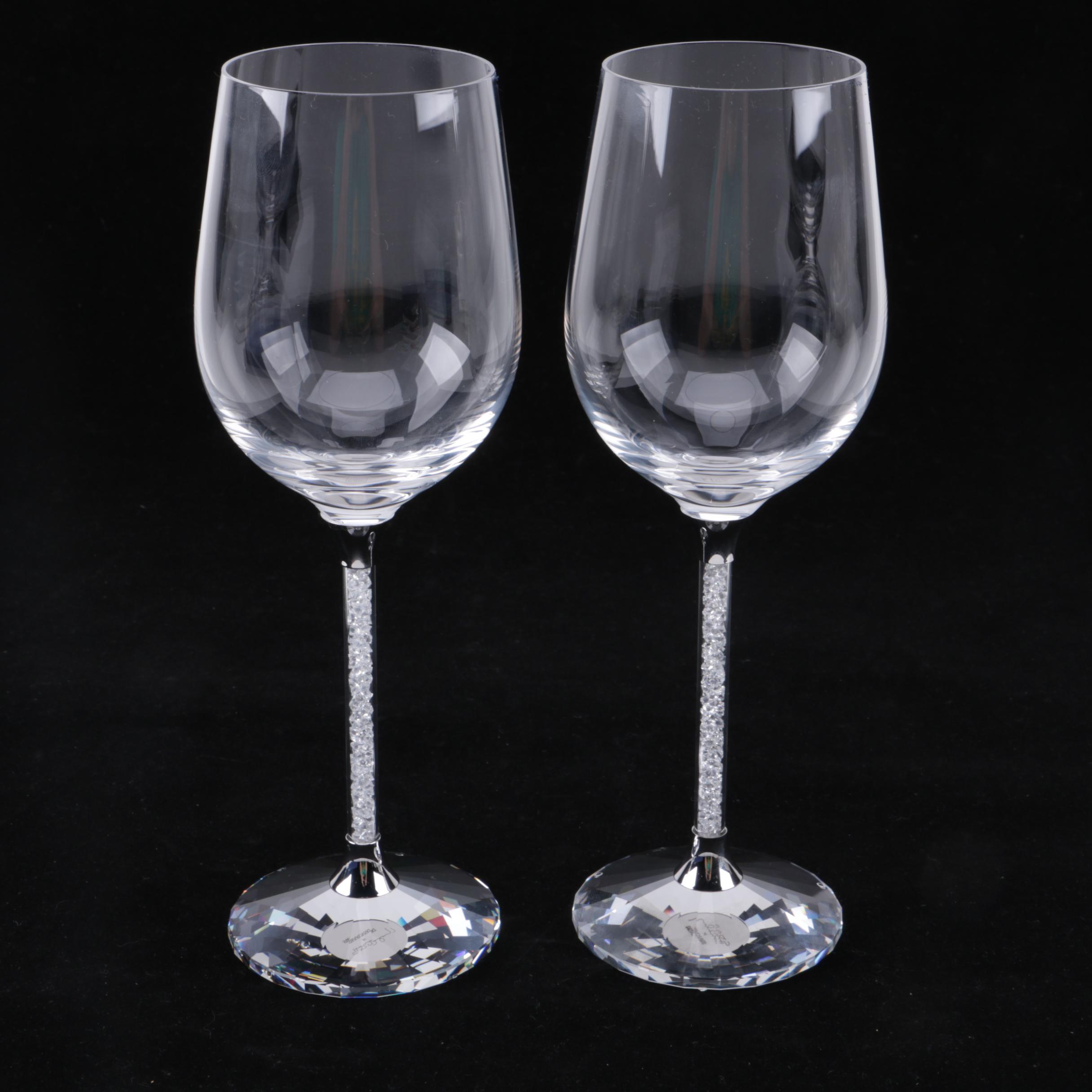 Swarovski Crystal "Crystalline" Wine Glasses with Artist's Signature