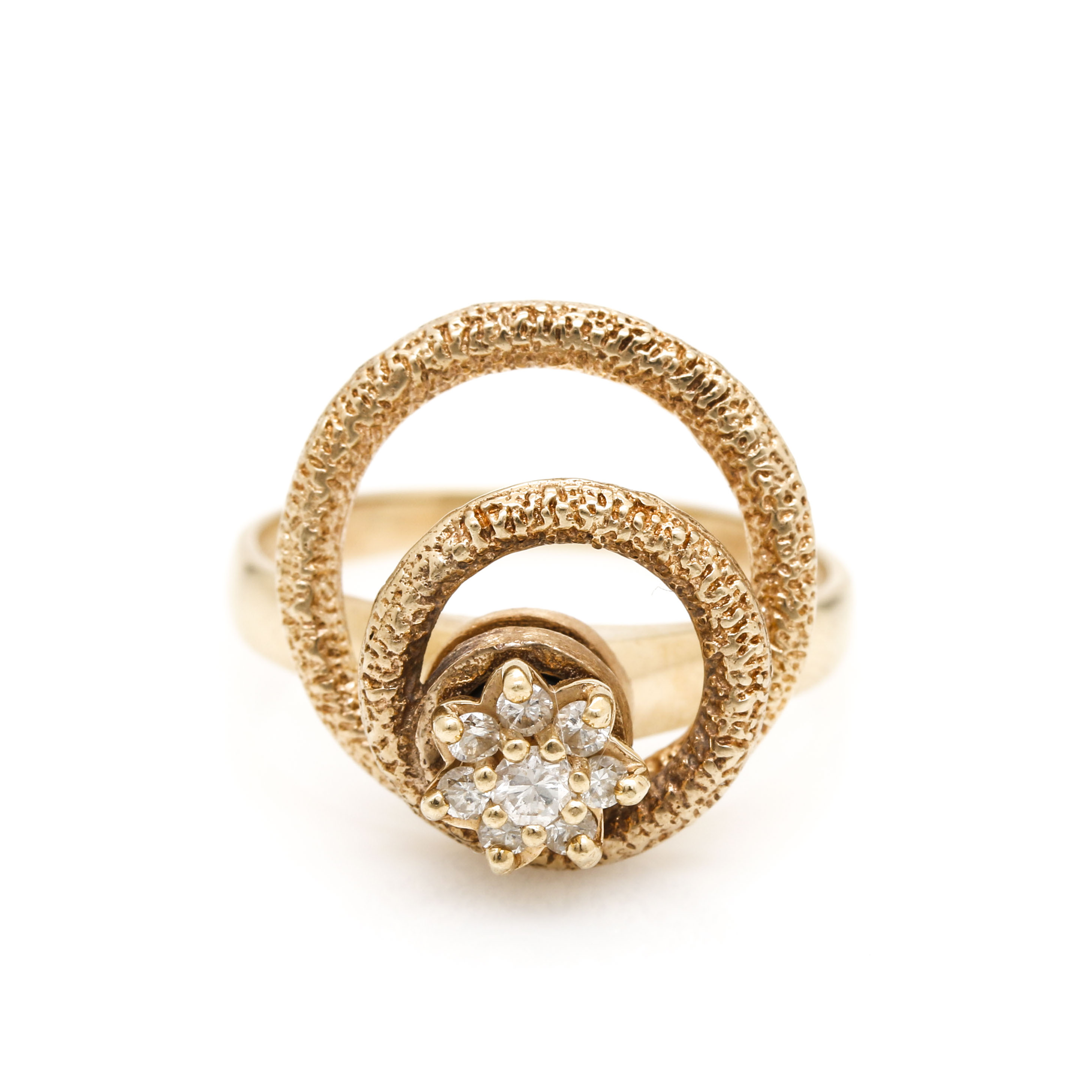 10K Yellow Gold Diamond Spinner Kinetic Ring