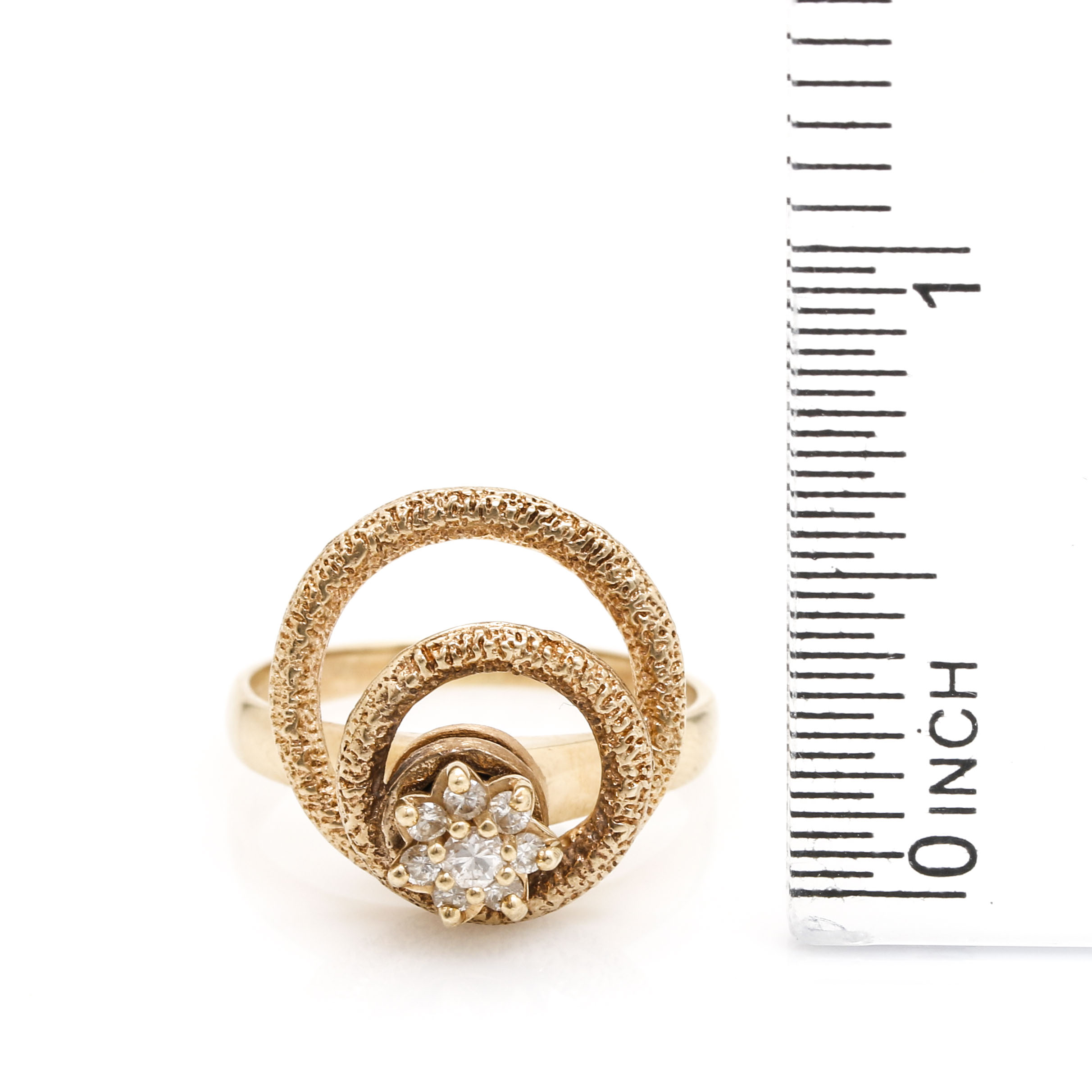 10K Yellow Gold Diamond Spinner Kinetic Ring