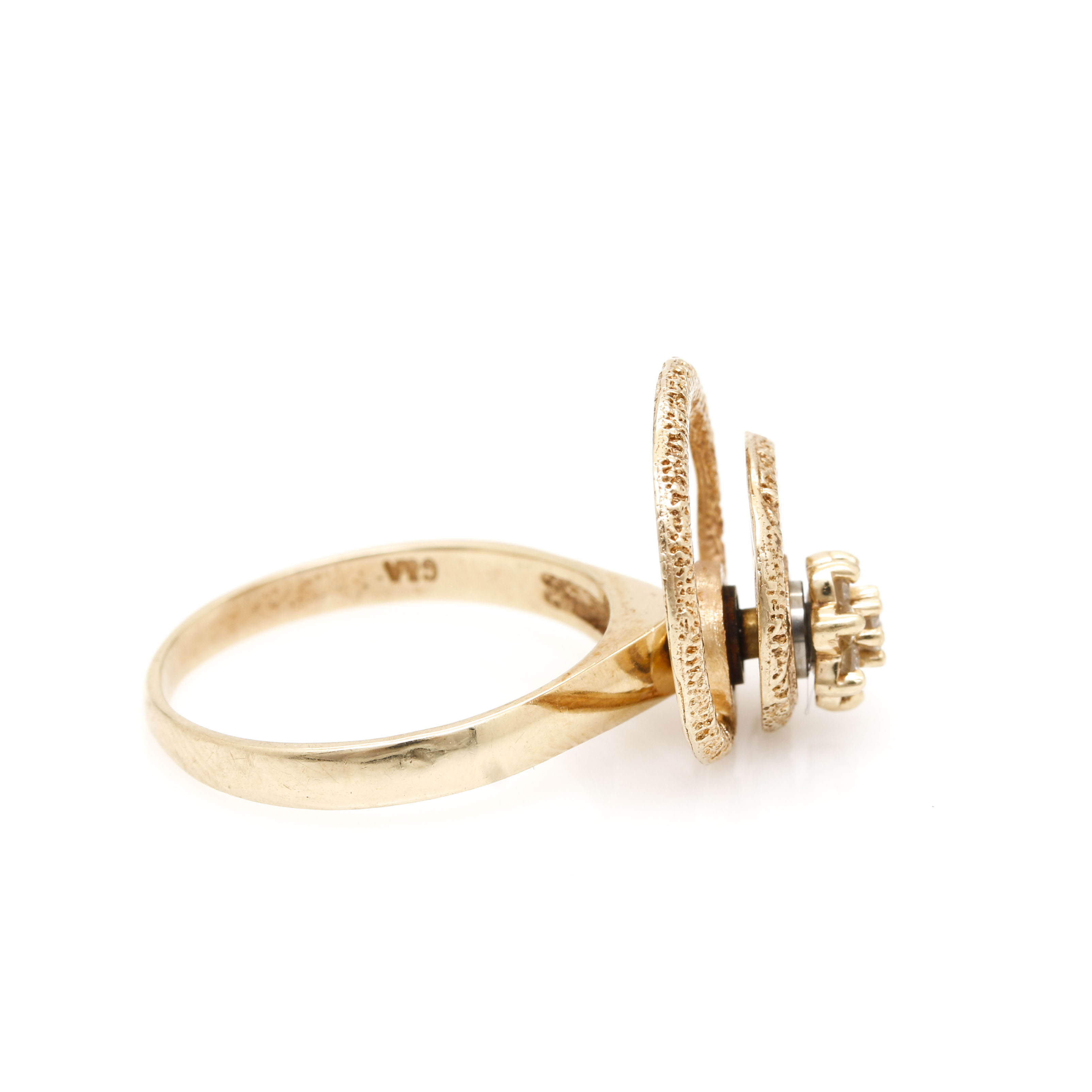 10K Yellow Gold Diamond Spinner Kinetic Ring