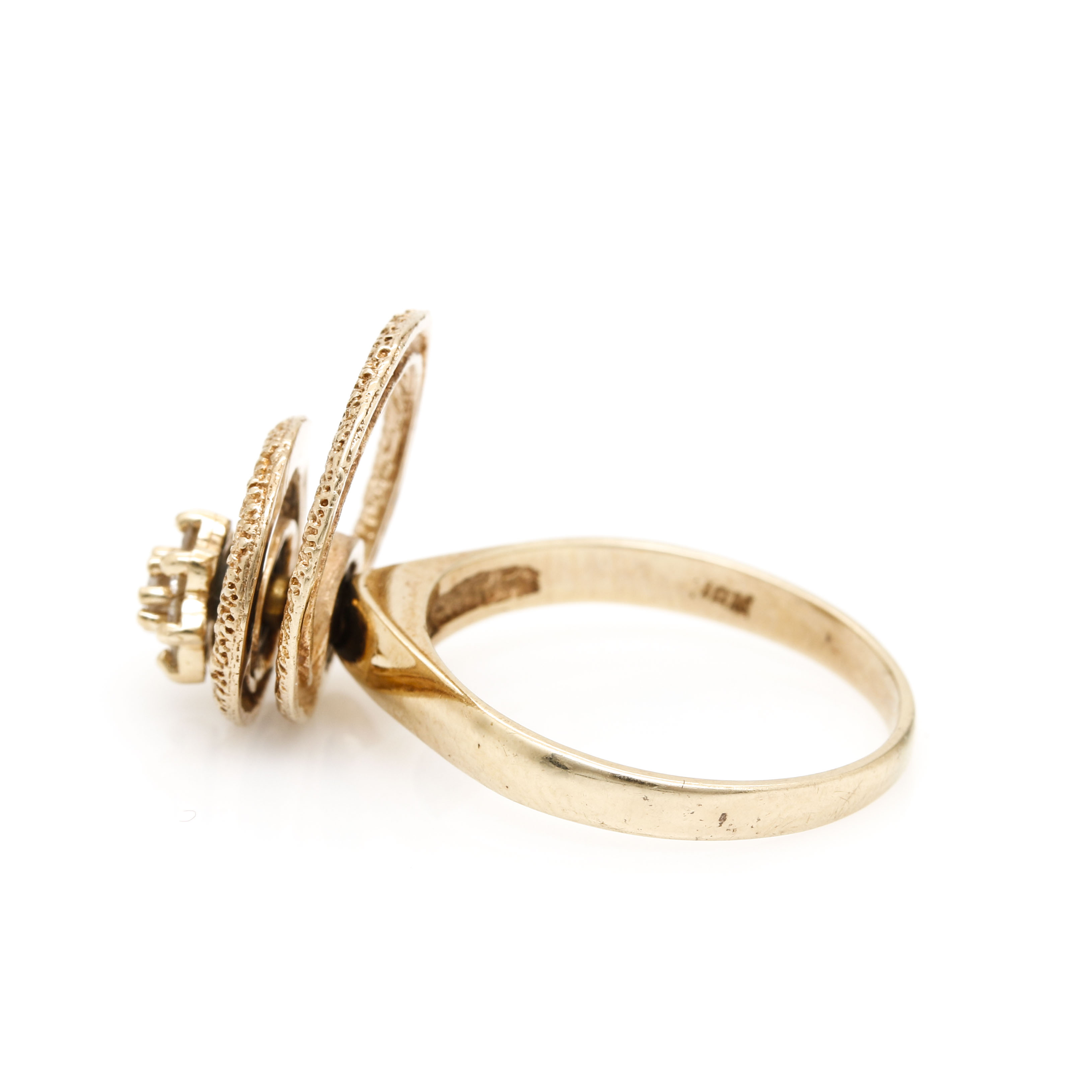 10K Yellow Gold Diamond Spinner Kinetic Ring