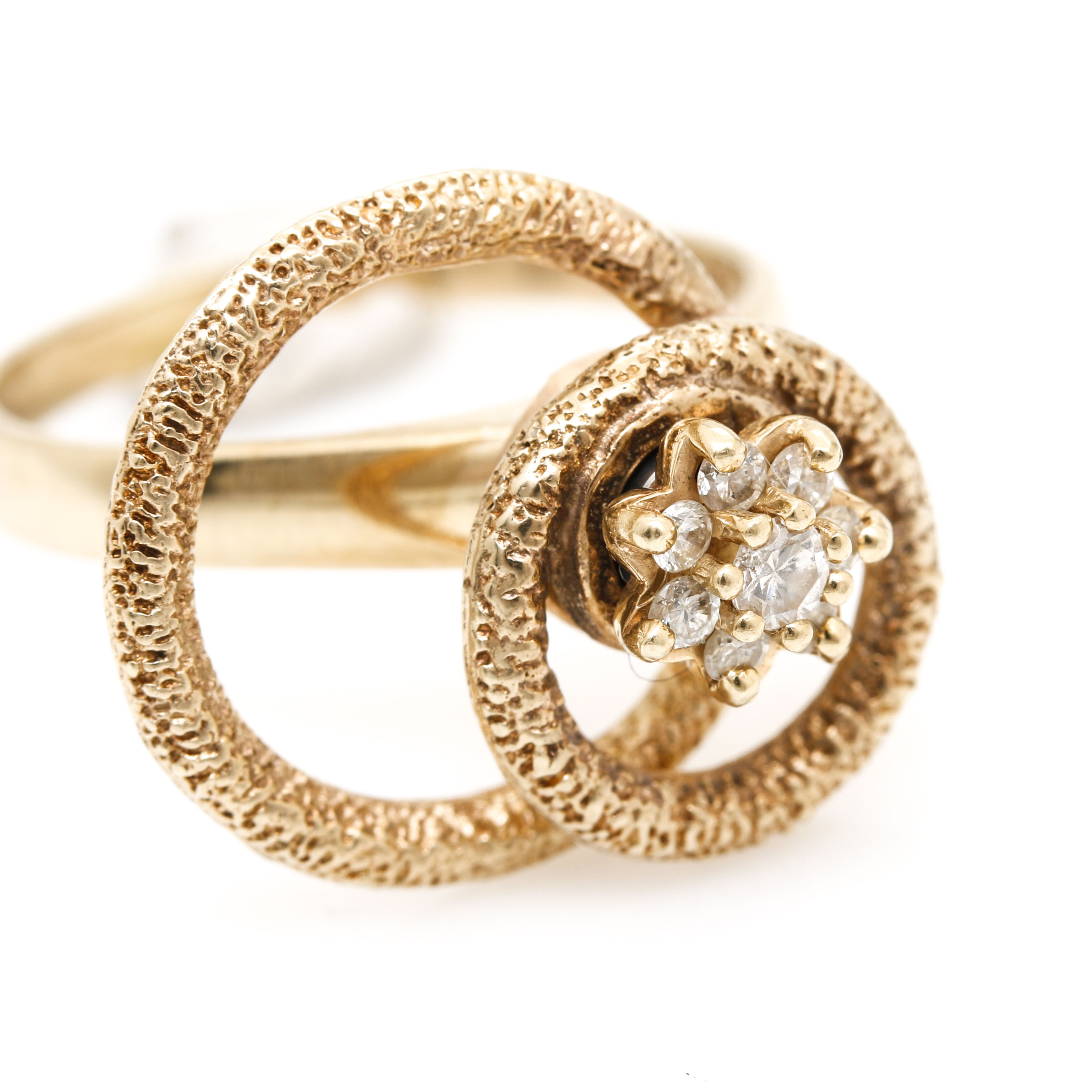 10K Yellow Gold Diamond Spinner Kinetic Ring