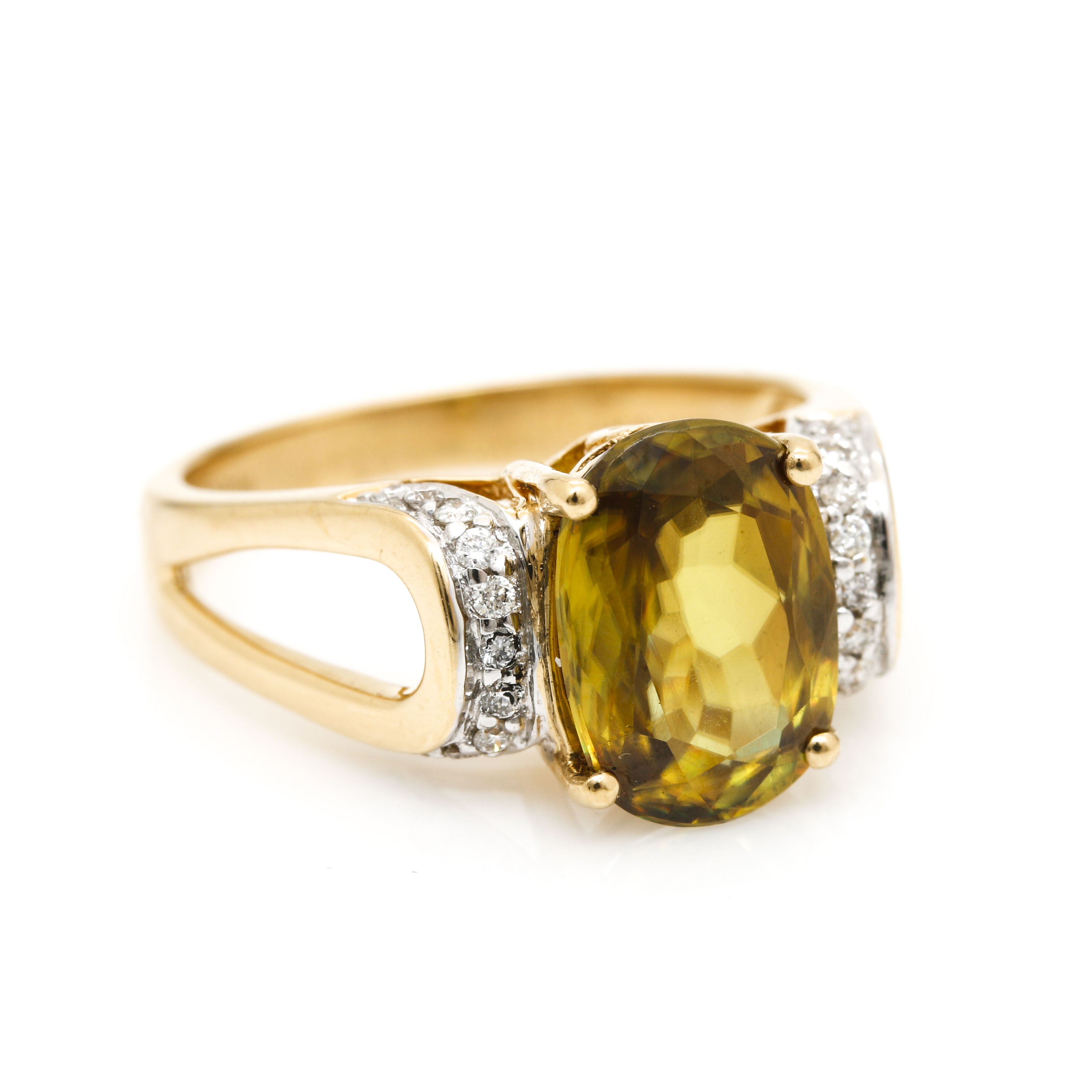 Amayani 18K Yellow Gold Sphene and Diamond Ring