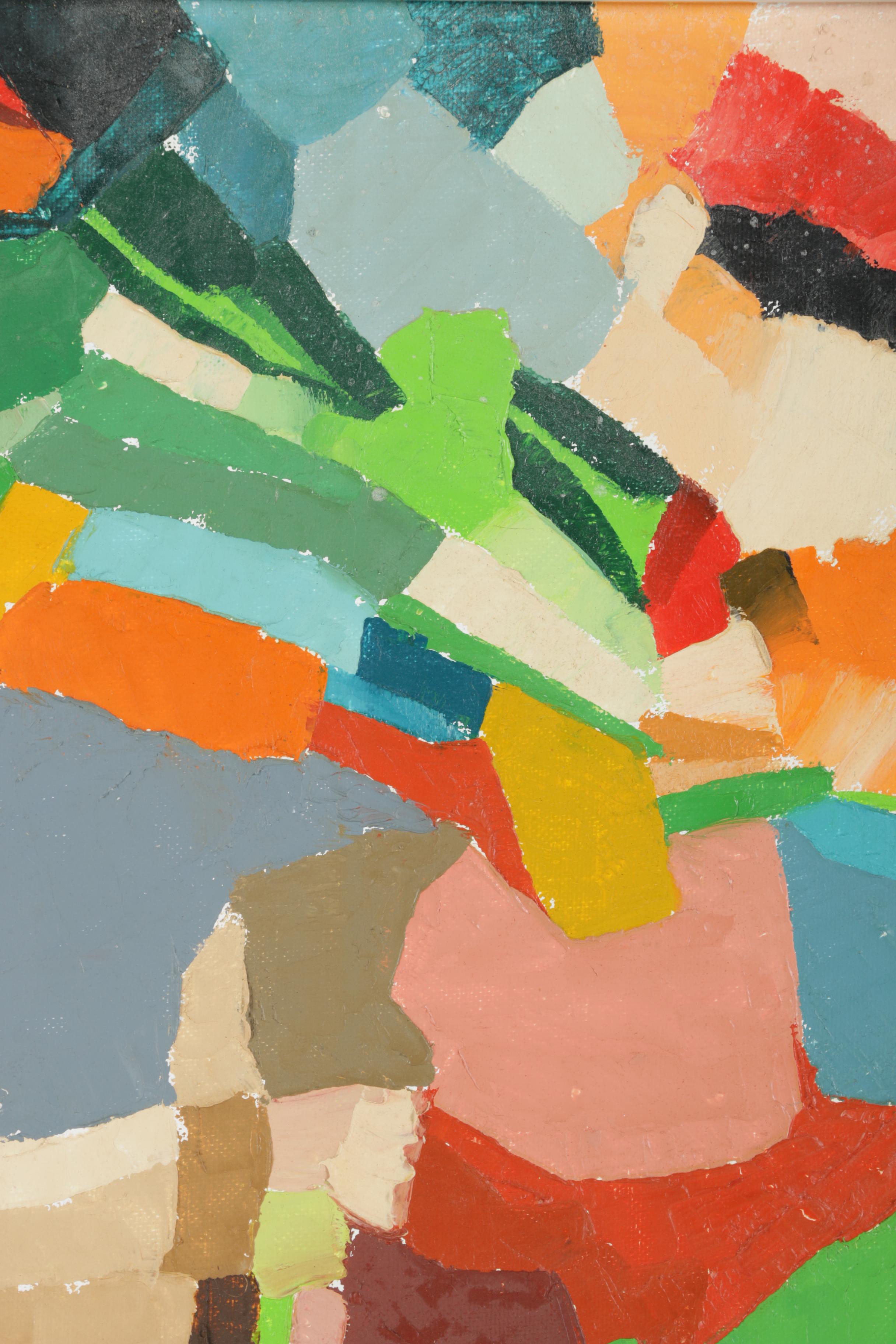 Nancy Howes Original 1976 Oil Painting on Canvas Board "Pieces"