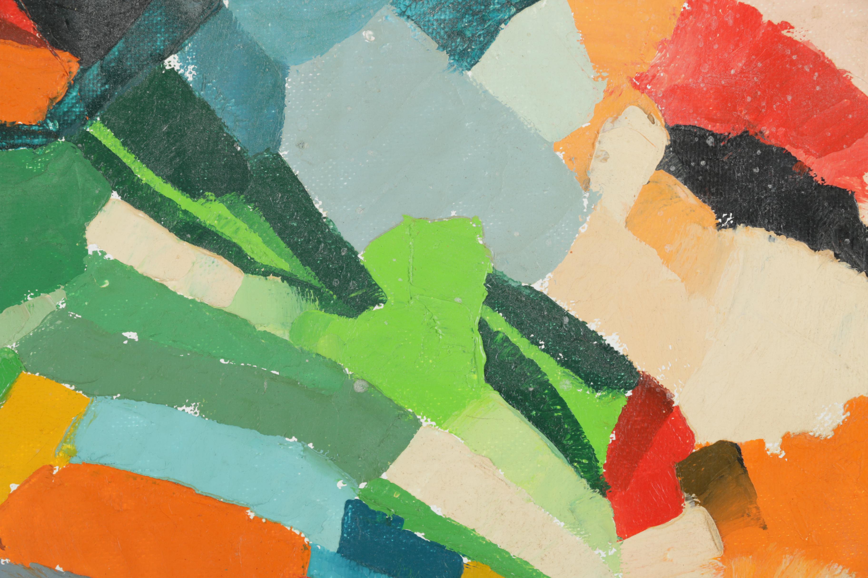 Nancy Howes Original 1976 Oil Painting on Canvas Board "Pieces"