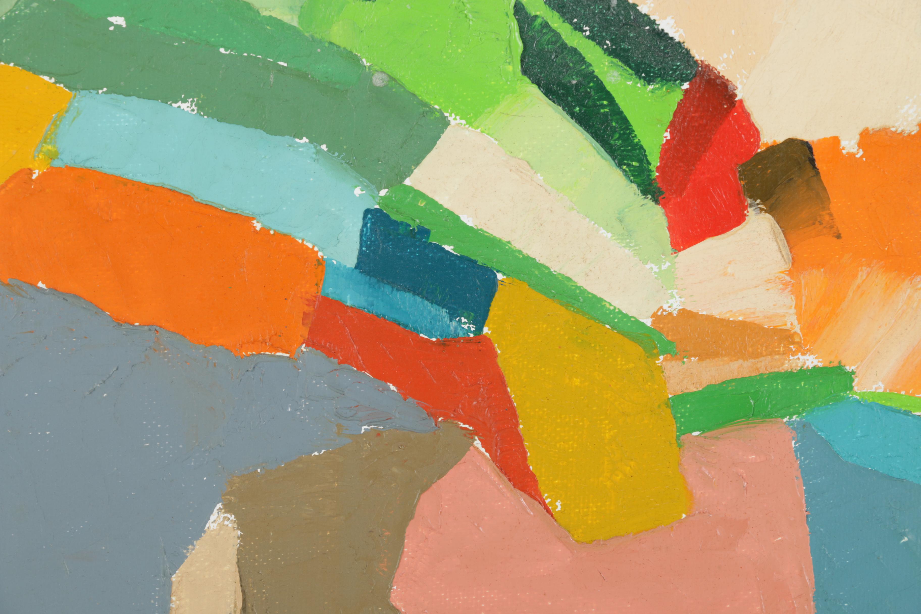 Nancy Howes Original 1976 Oil Painting on Canvas Board "Pieces"