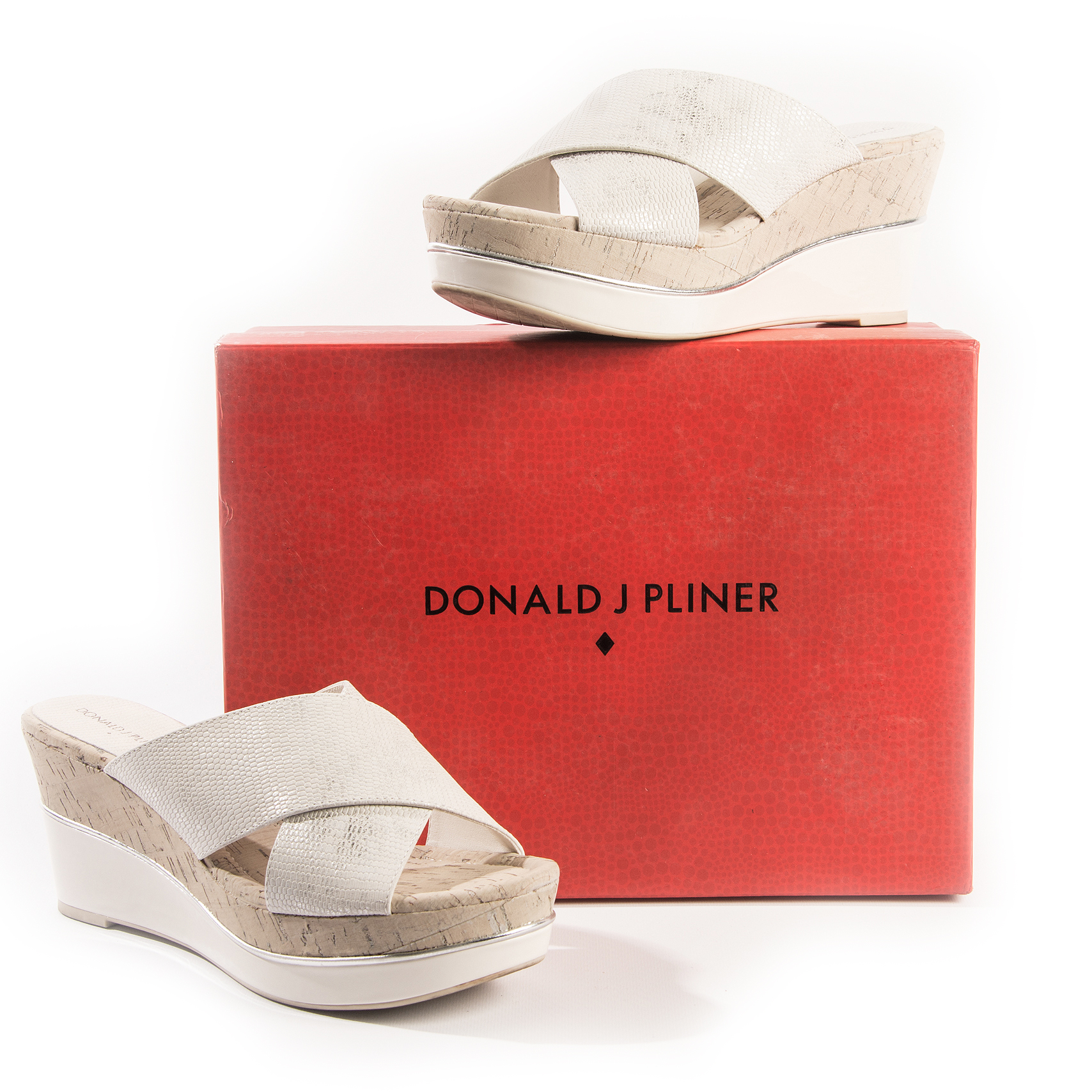 Donald J Pliner Brushed Metallic Lizard Wedges