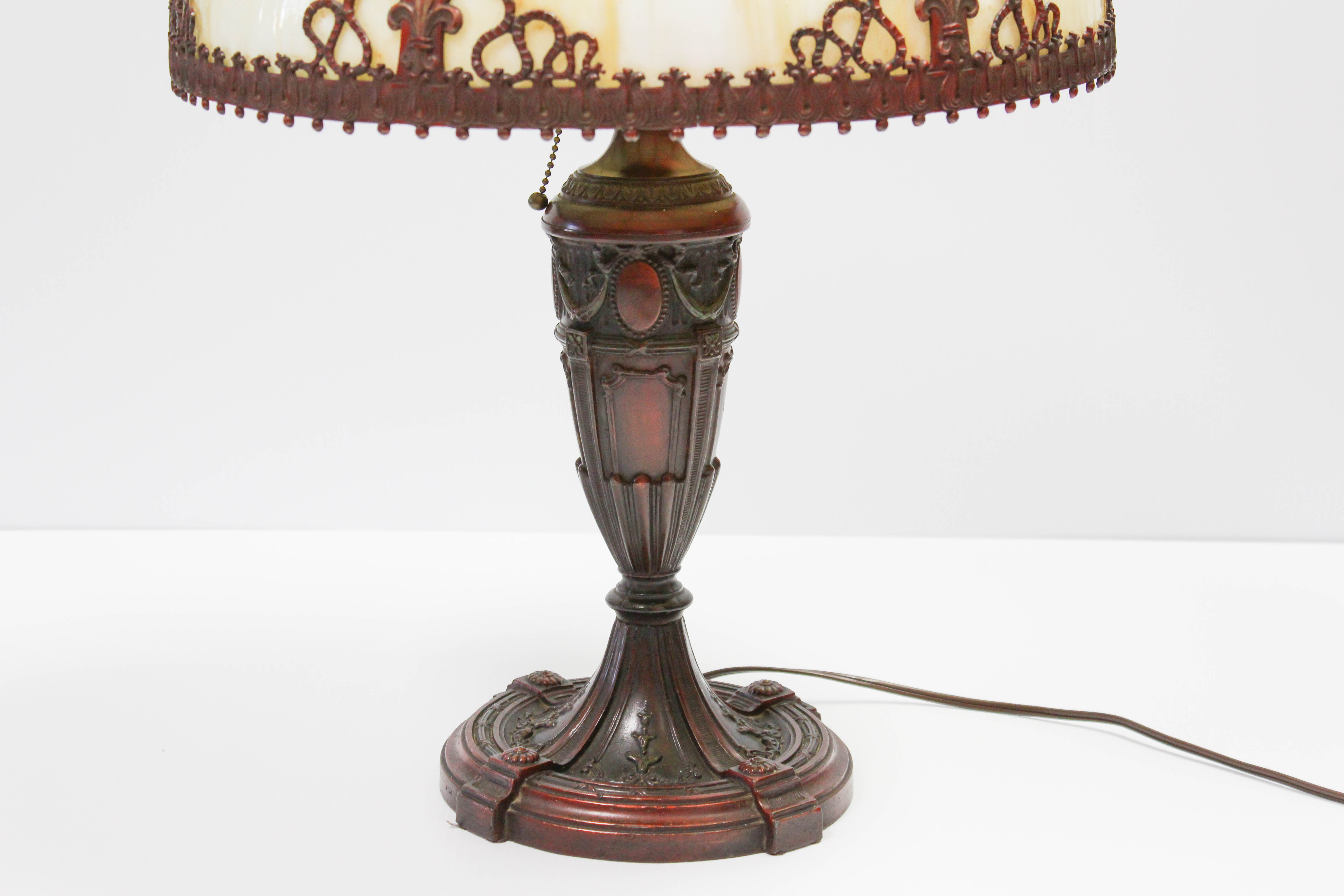Early 20th Century Slag Glass Table Lamp