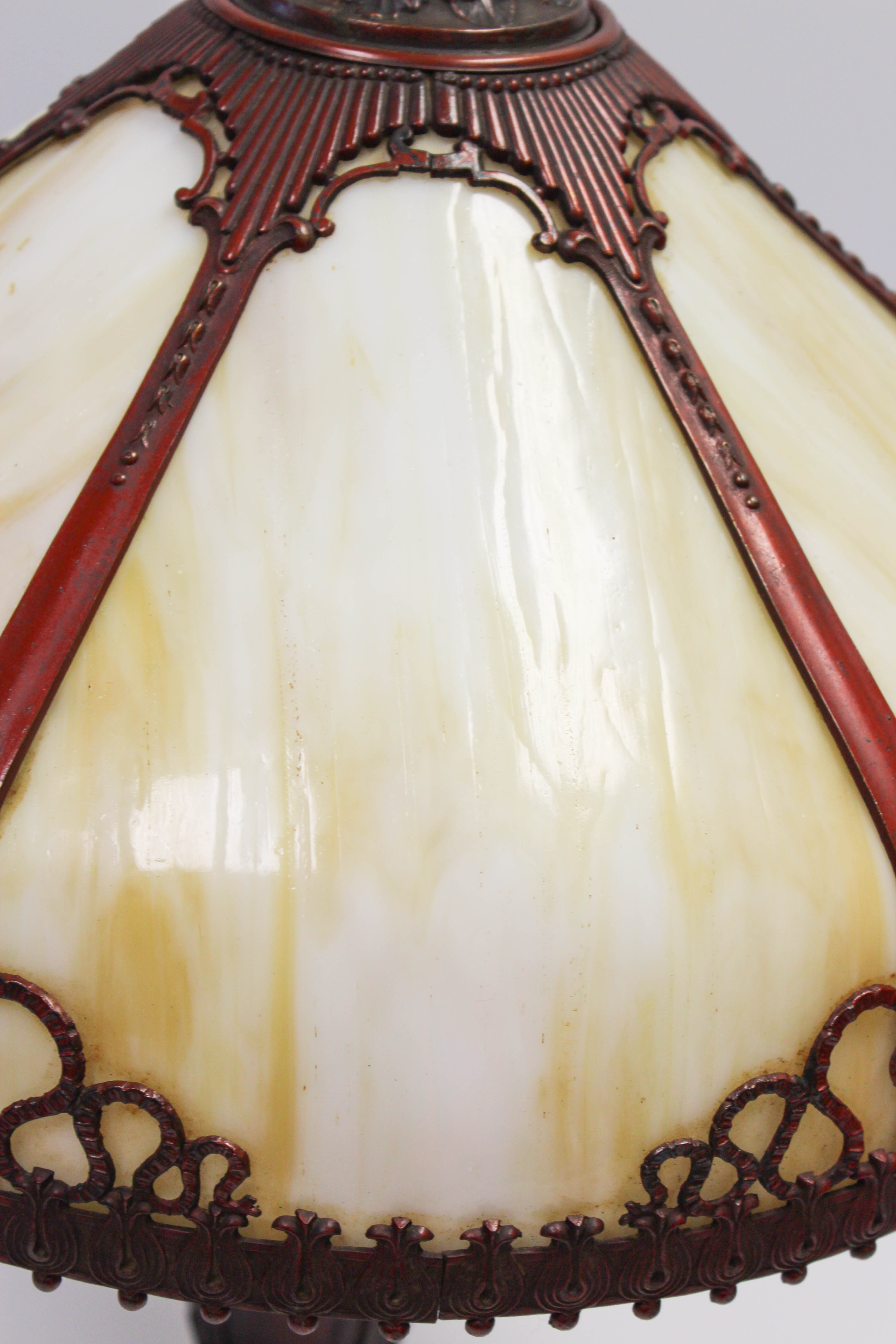 Early 20th Century Slag Glass Table Lamp