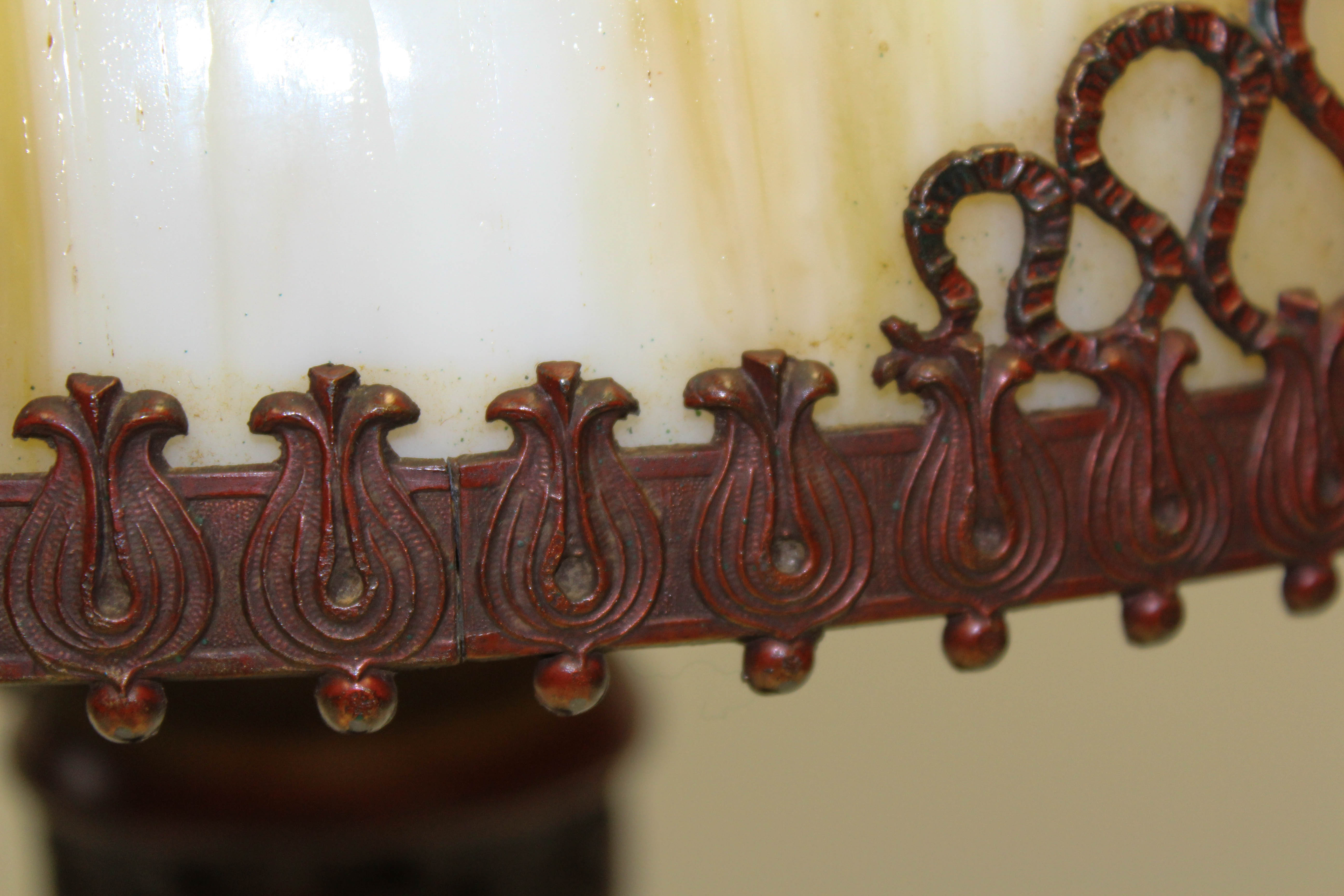 Early 20th Century Slag Glass Table Lamp